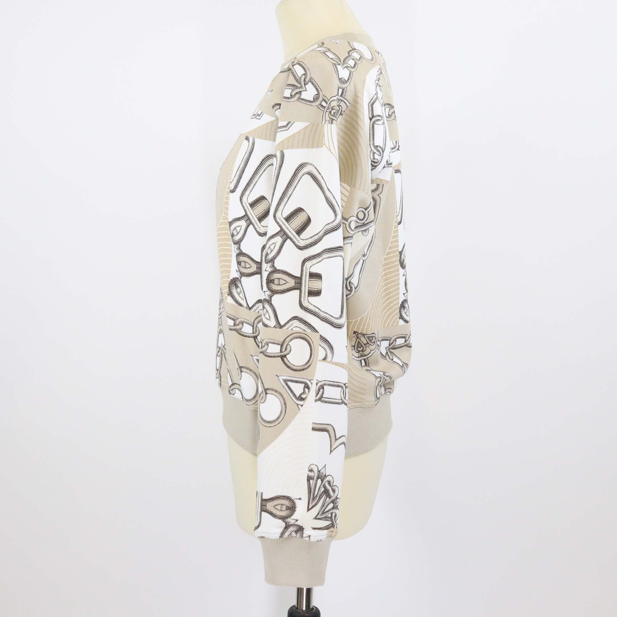 Hermes Beige Glaise Cotton Kaleidoscope Effect Motif Sweatshirt Womens Hermes 