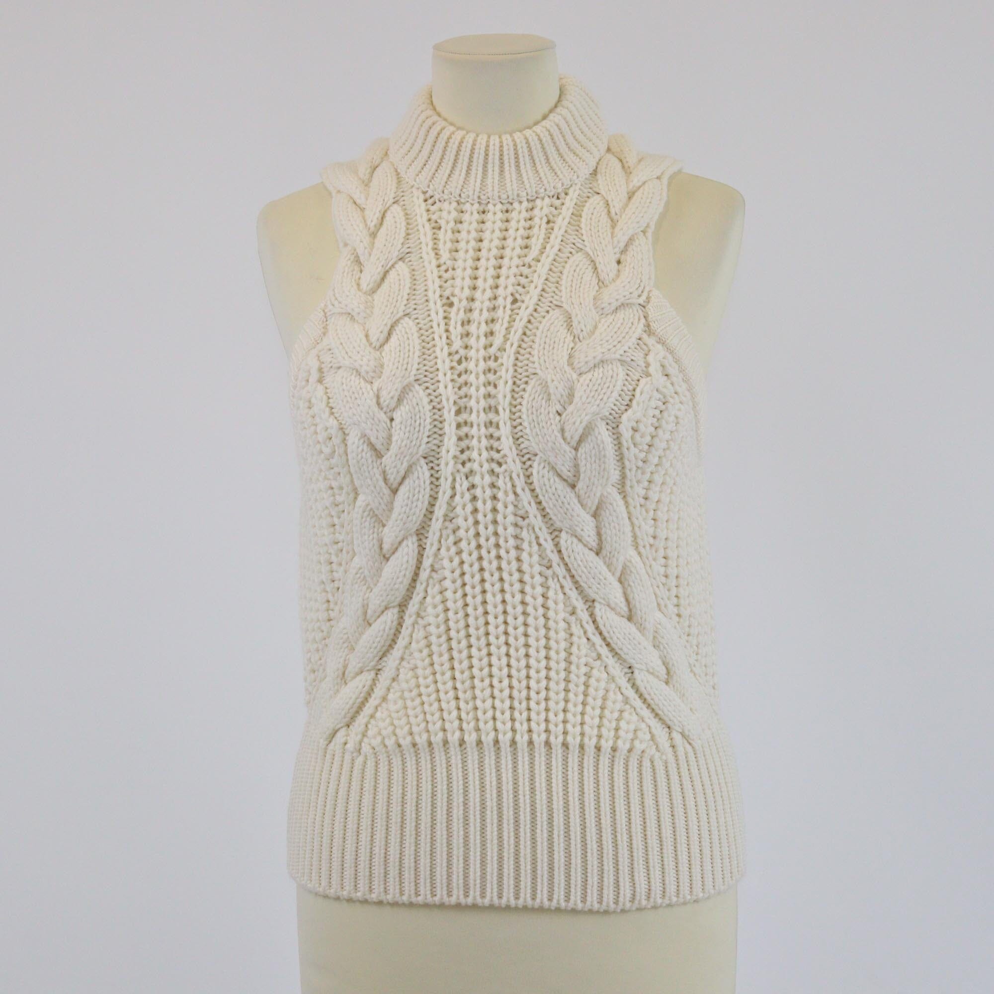 Alexander McQueen Cream Knitted Sleeveless Top Womens Alexander McQueen 