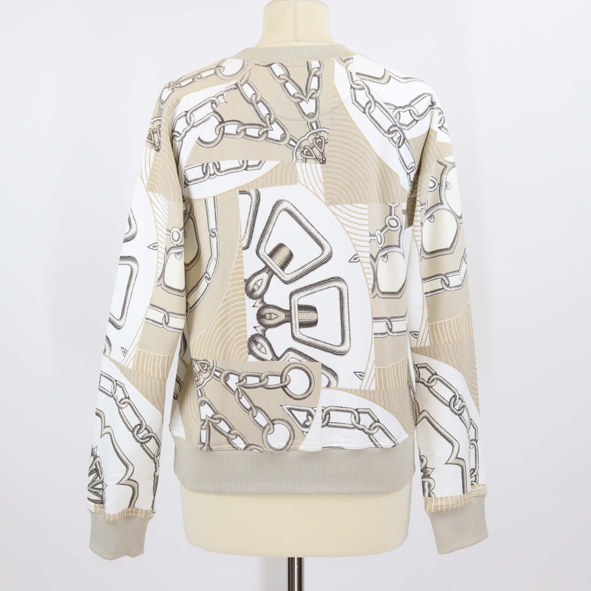 Hermes Beige Glaise Cotton Kaleidoscope Effect Motif Sweatshirt Womens Hermes 