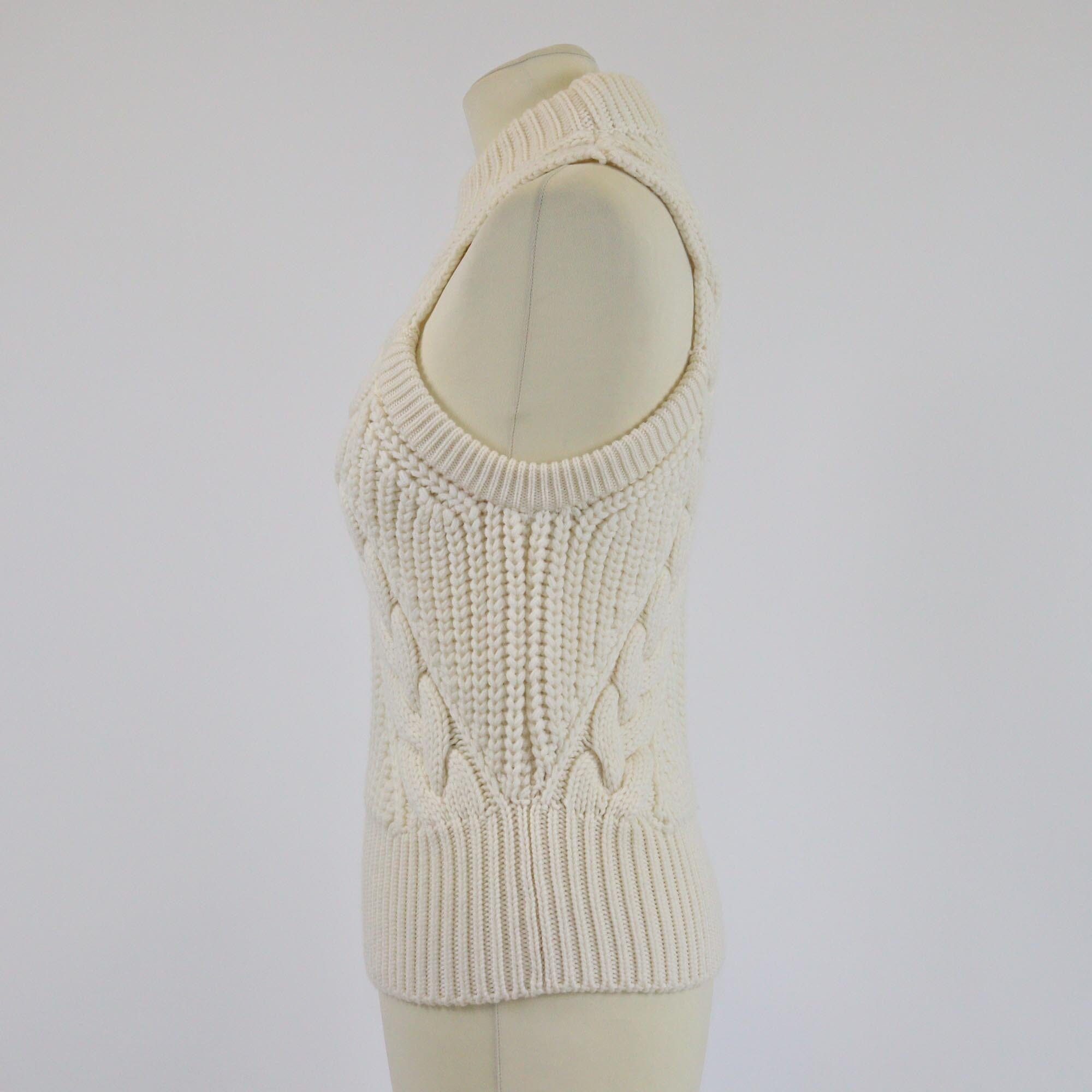 Alexander McQueen Cream Knitted Sleeveless Top Womens Alexander McQueen 