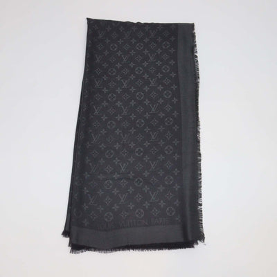 Louis Vuitton Dark Grey Silk and Wool Monogram Classic Shawl