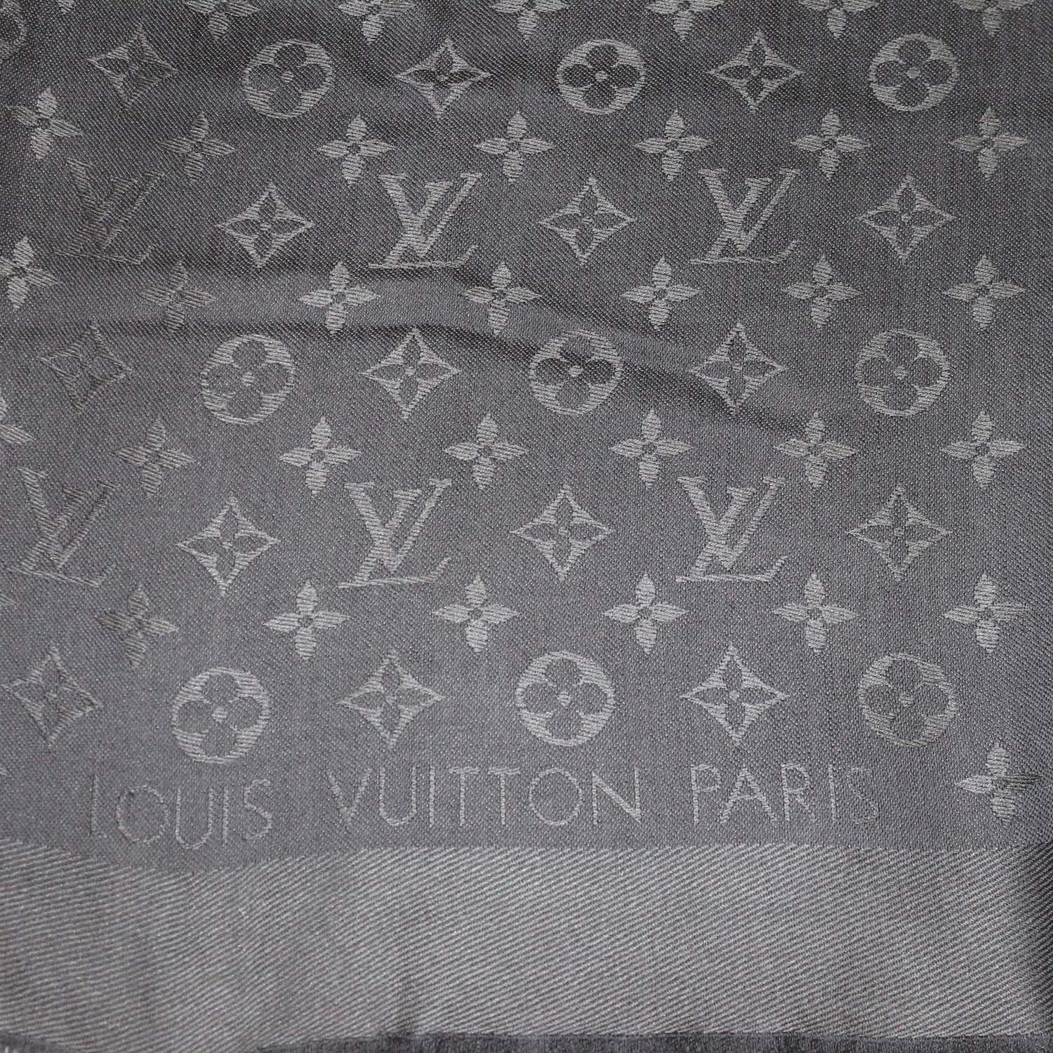 Louis Vuitton Dark Grey Silk and Wool Monogram Classic Shawl