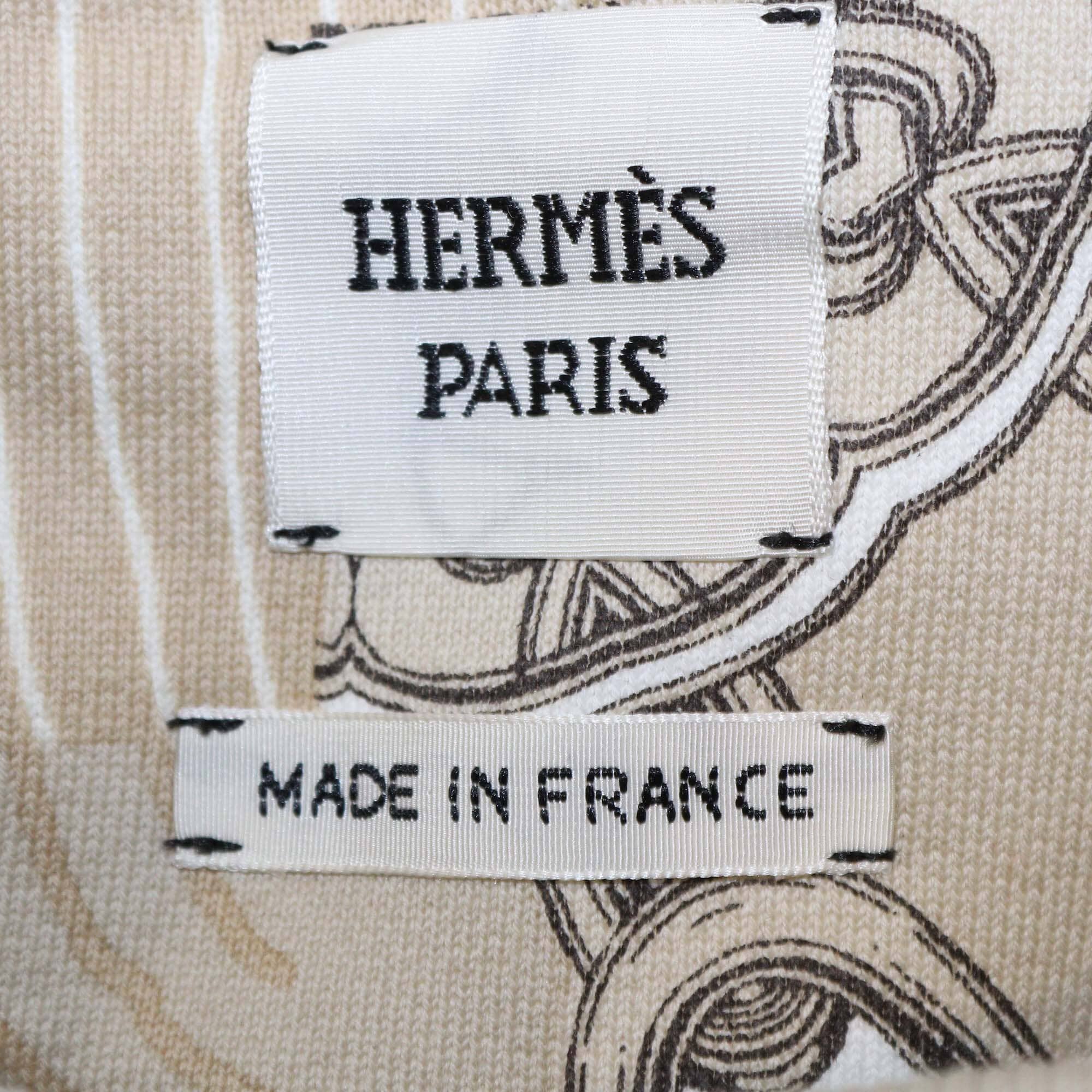 Hermes Beige Glaise Cotton Kaleidoscope Effect Motif Sweatshirt Womens Hermes 