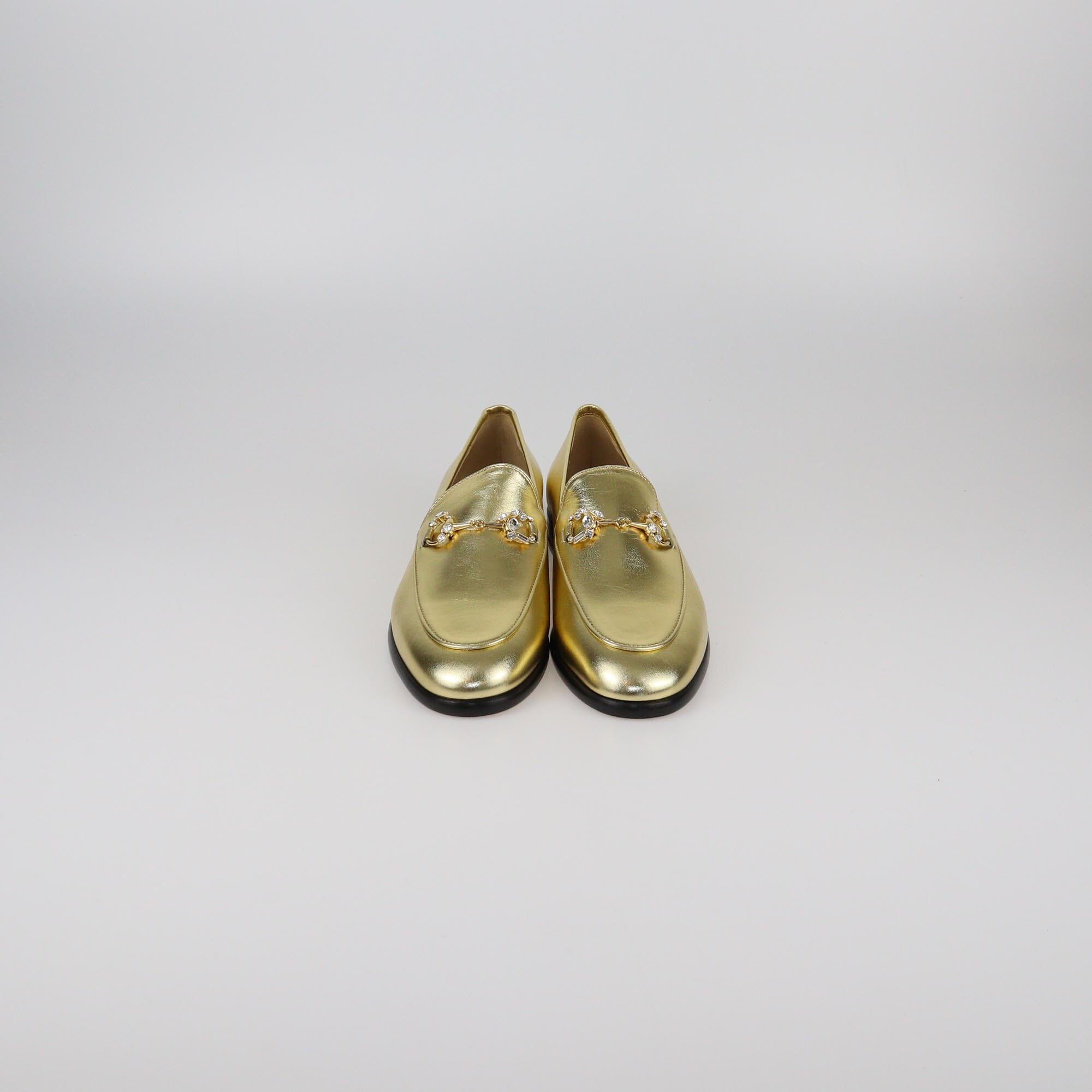 Gucci Gold Jordaan Loafers Womens Gucci 