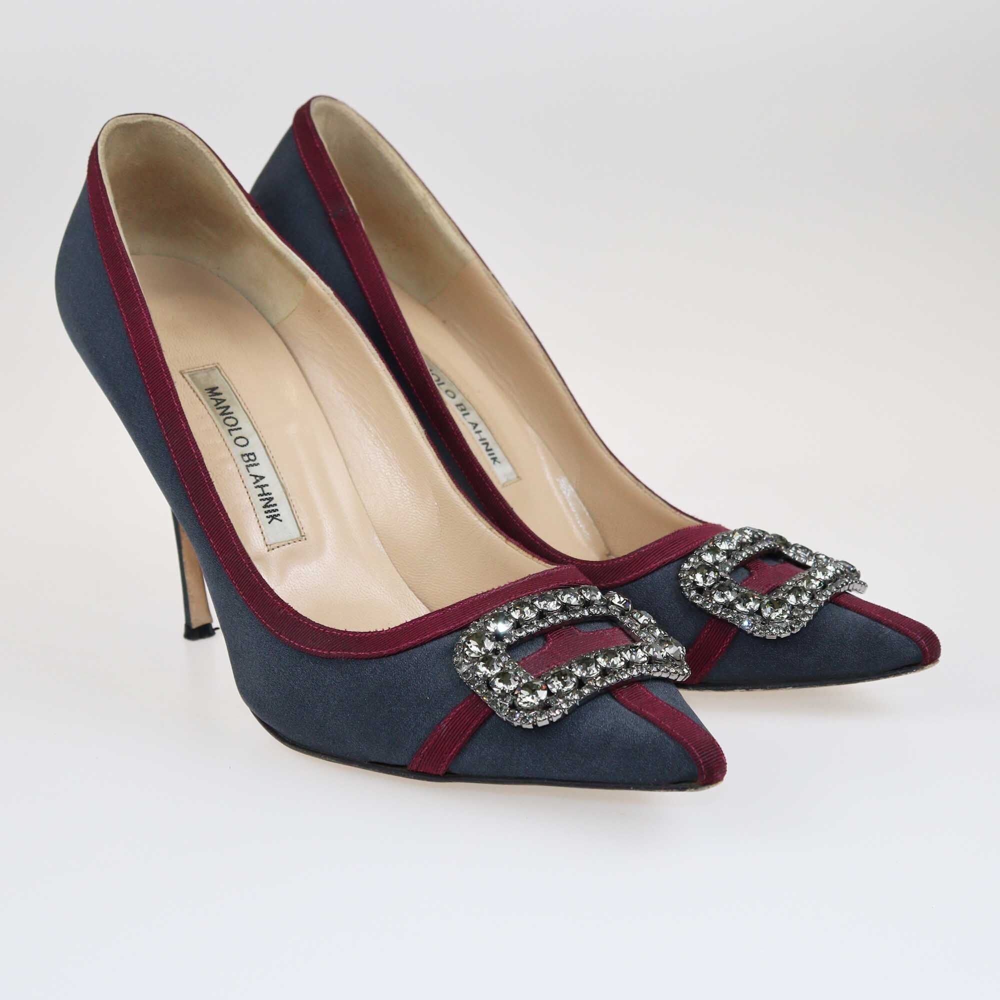 Manolo Blahnik Dark Grey/Burgundy Gotrian Pumps Shoes Manolo Blahnik 