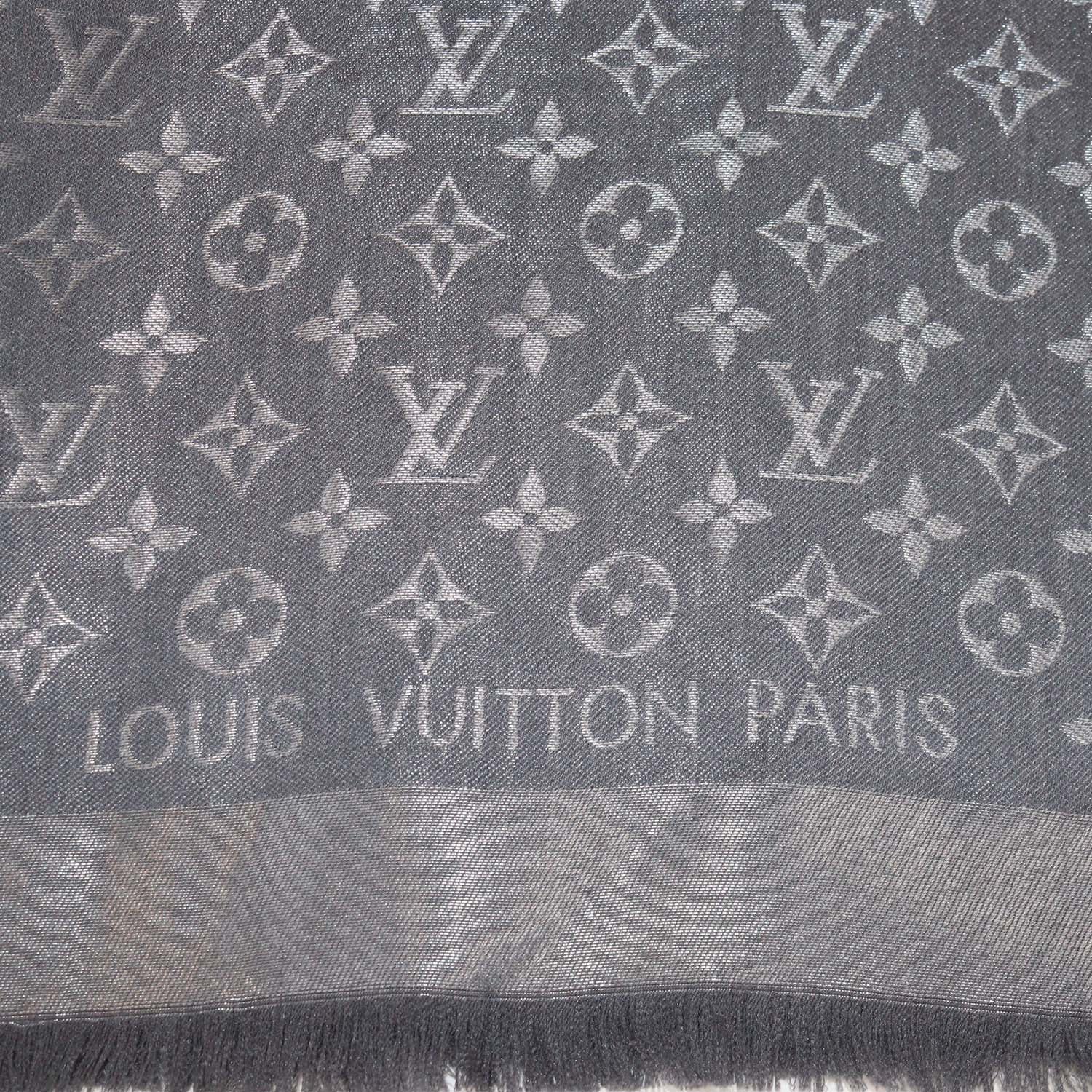 Louis Vuitton Metallic Grey Blend Silk Monogram Classic Shawl