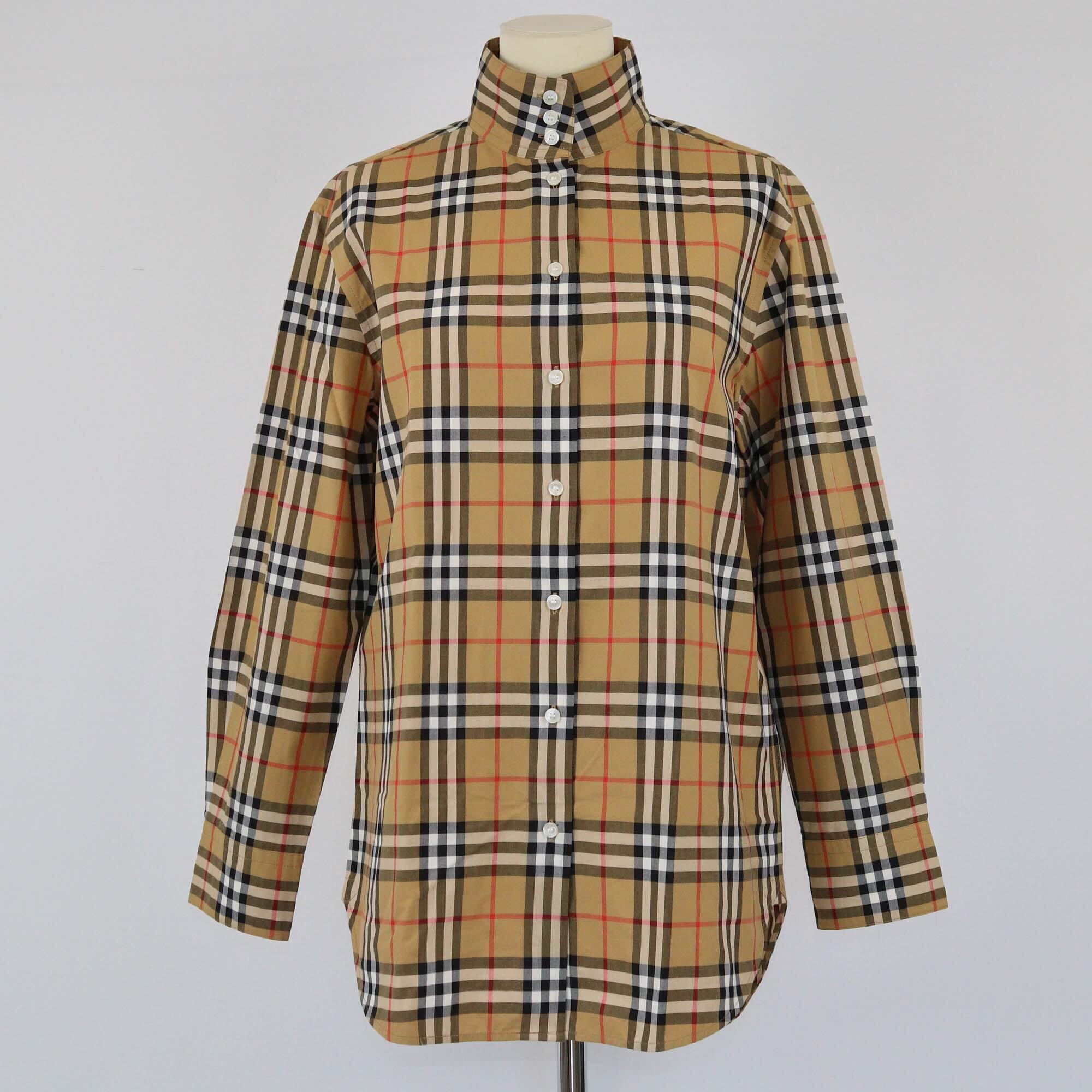 Burberry Brown Vintage Check Long Sleeve Shirt Womens Burberry 