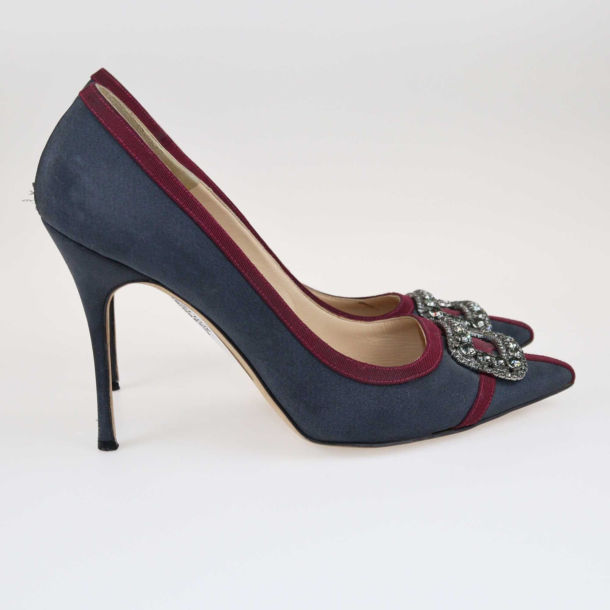 Manolo Blahnik Dark Grey/Burgundy Gotrian Pumps Shoes Manolo Blahnik 