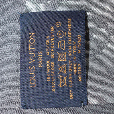 Louis Vuitton Metallic Grey Blend Silk Monogram Classic Shawl