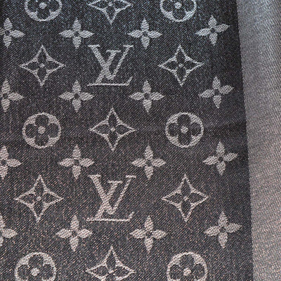 Louis Vuitton Metallic Black/Grey Blend Silk Monogram Classic Shawl