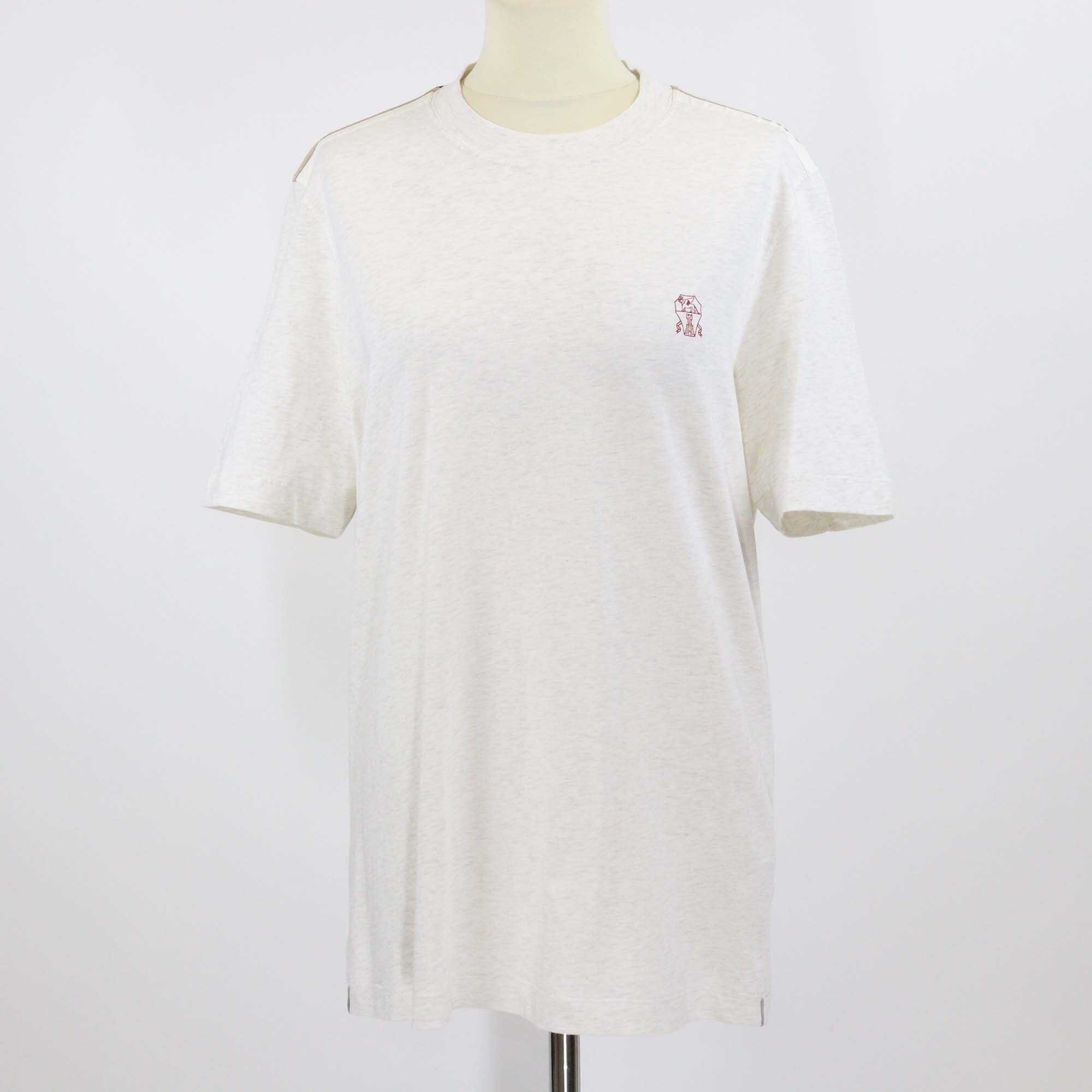 Brunello Cucinelli Grey Cotton Slim Fit Crew Neck T-Shirt Mens Brunello Cucinelli 