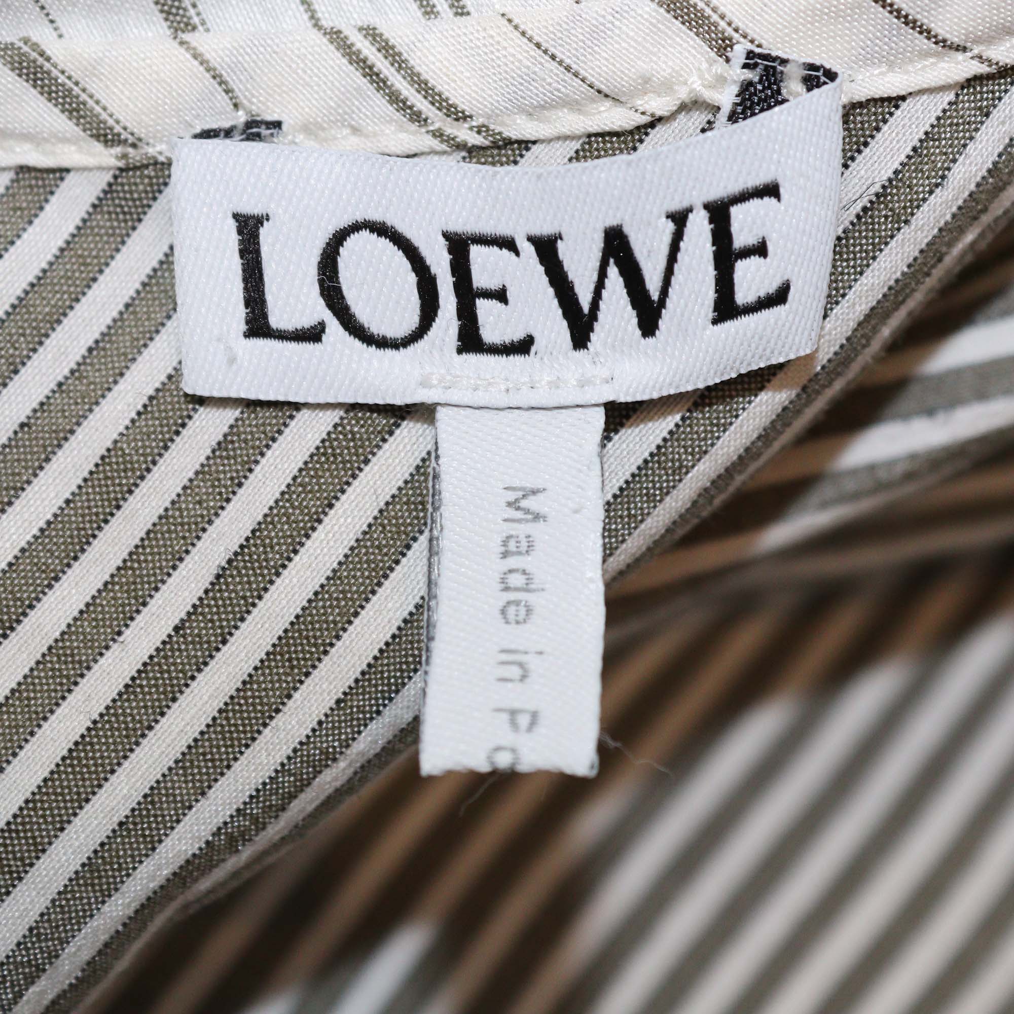 Loewe White/Grey Silk Blended Hooded Long Sleeve Shirt