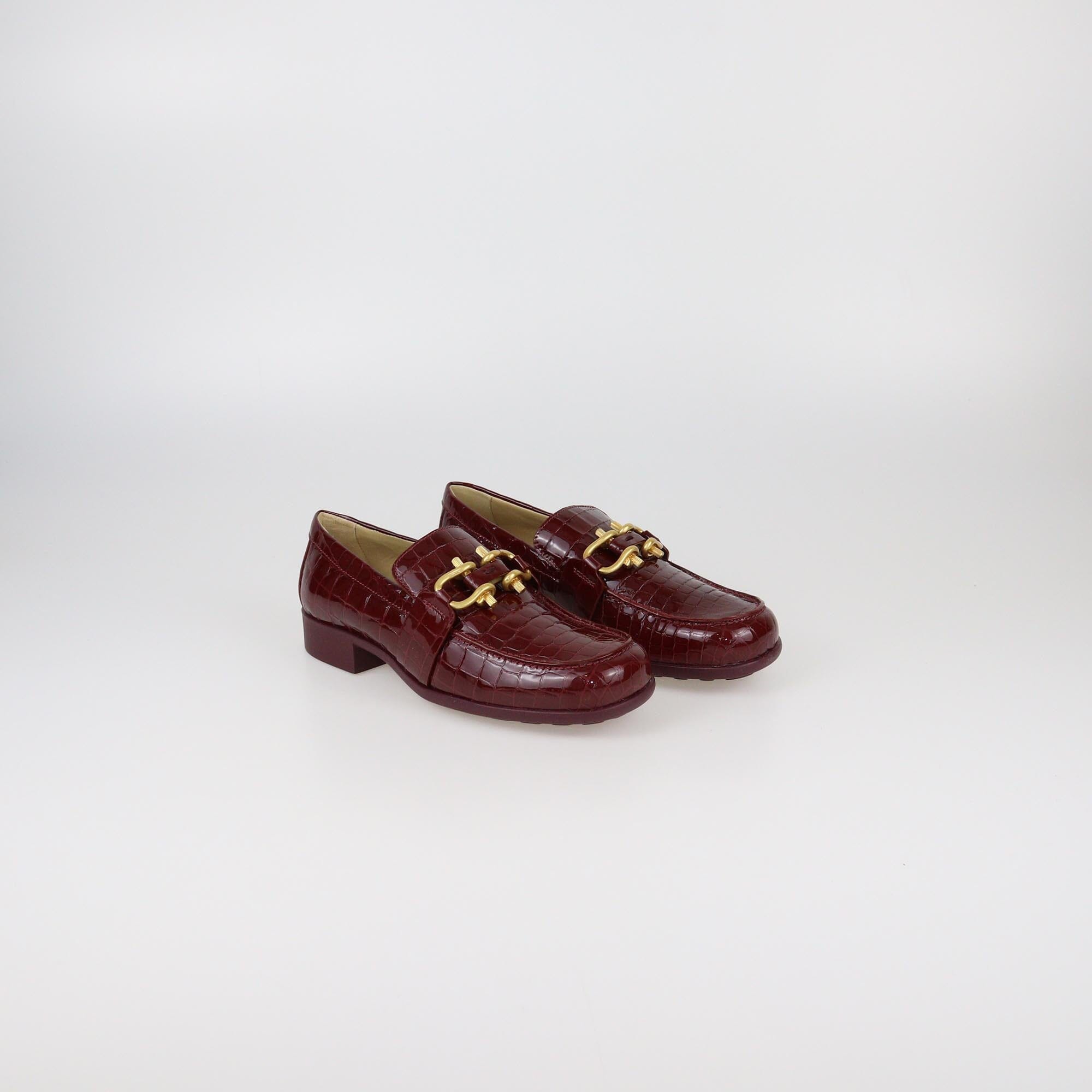 Bottega Veneta Red Croc Embossed Patent Monsieur Loafer Womens Bottega Veneta 