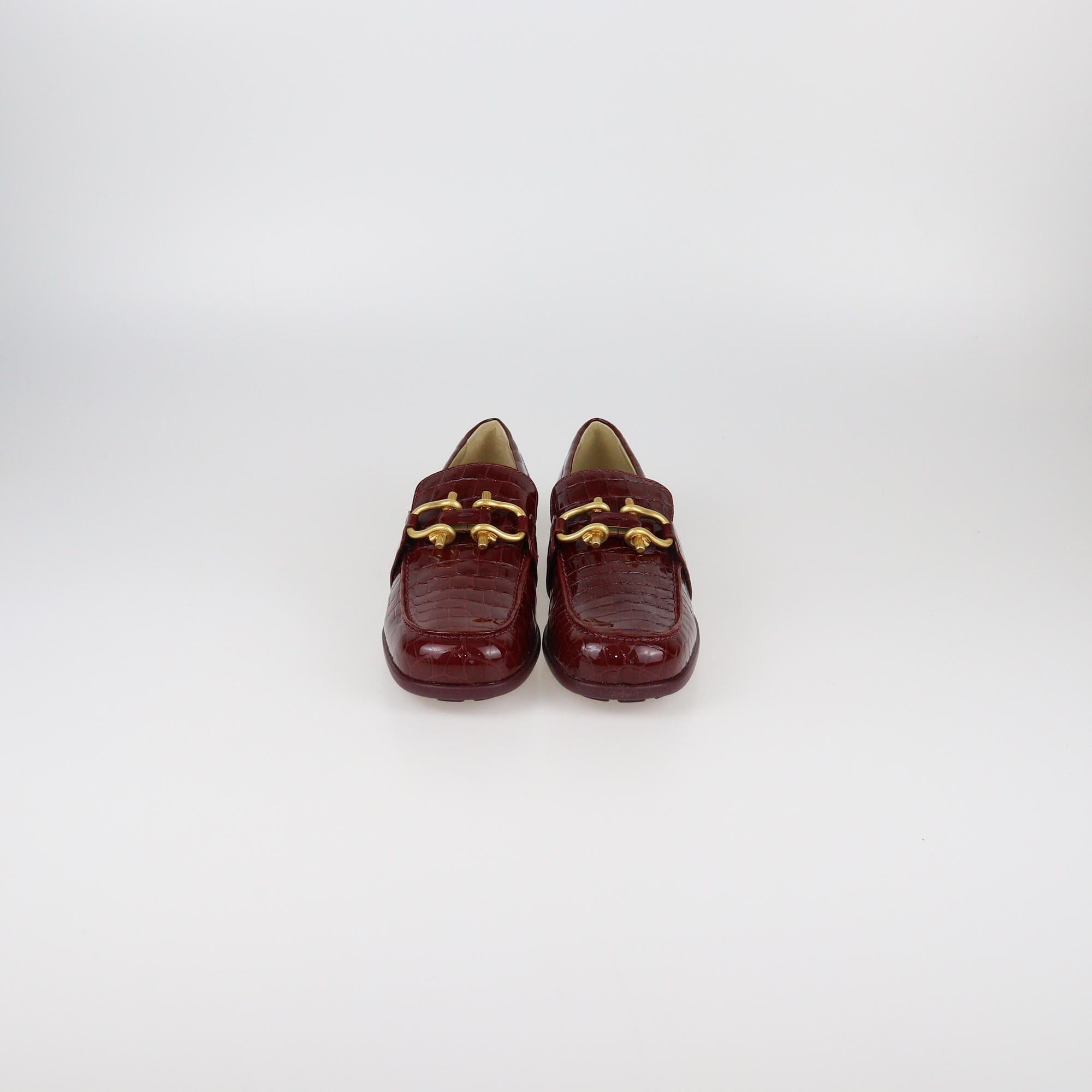Bottega Veneta Red Croc Embossed Patent Monsieur Loafer Womens Bottega Veneta 