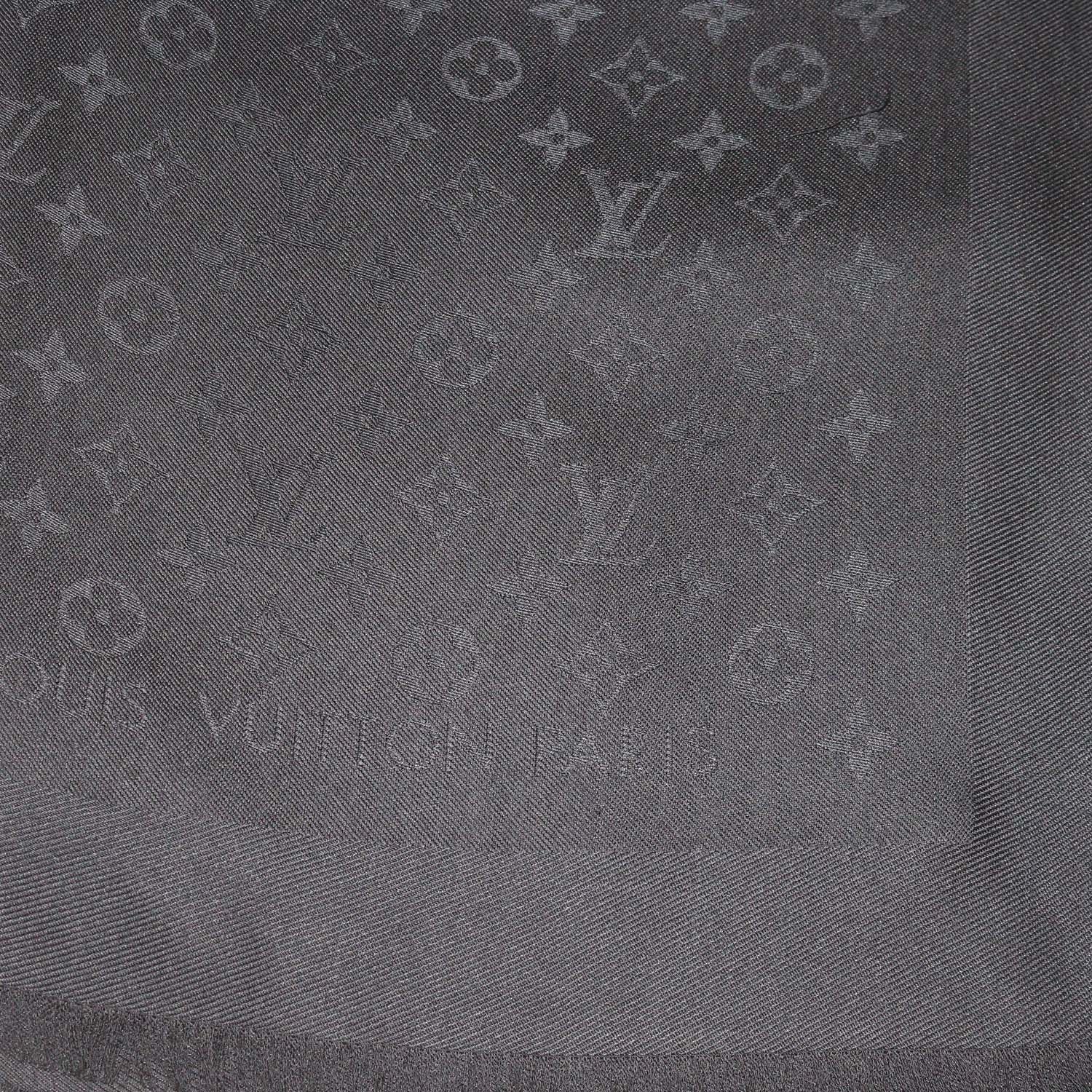 Louis Vuitton Black Silk and Wool Monogram Classic Shawl