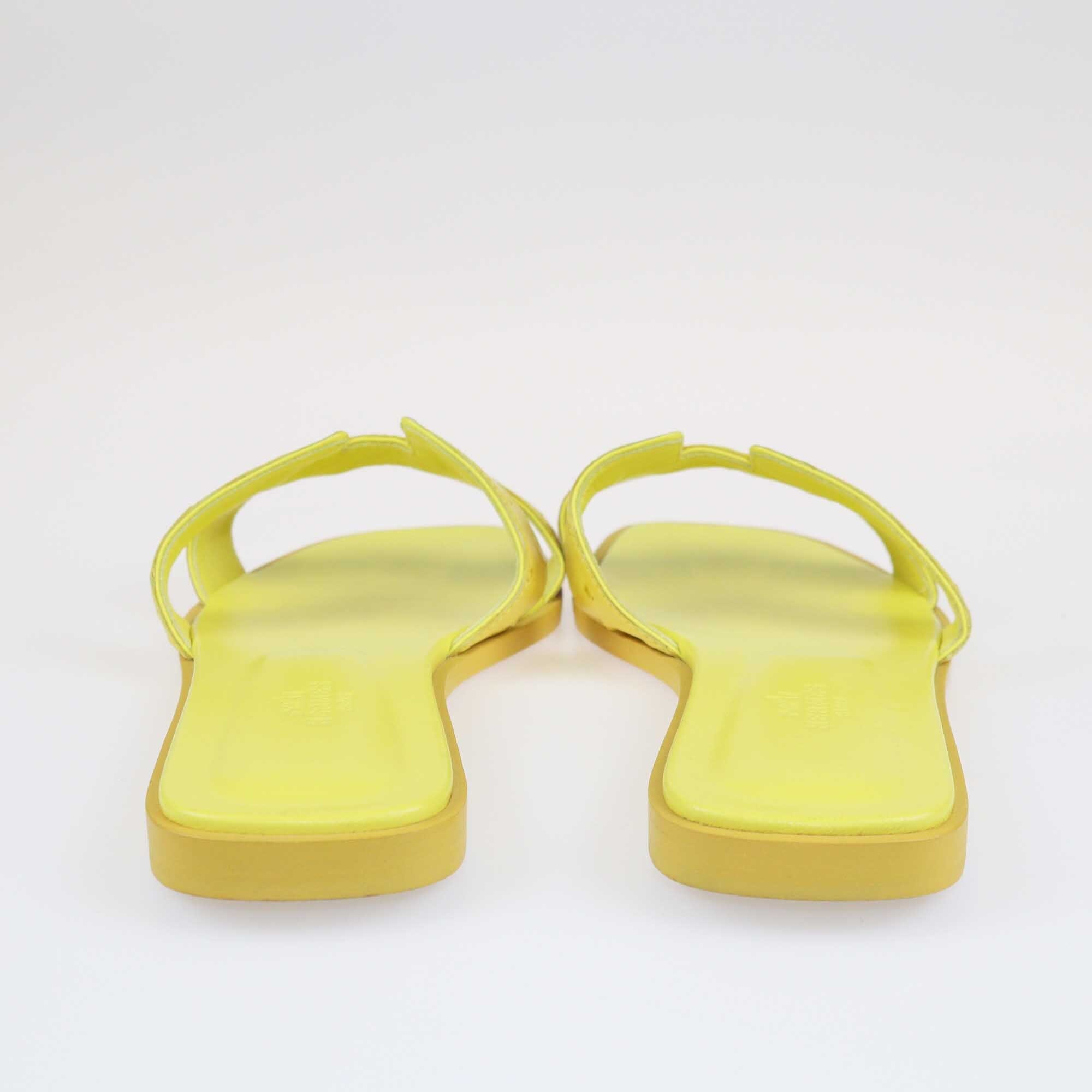 Hermes Yellow Ostrich Oran Flats Sandals Shoes Hermes 