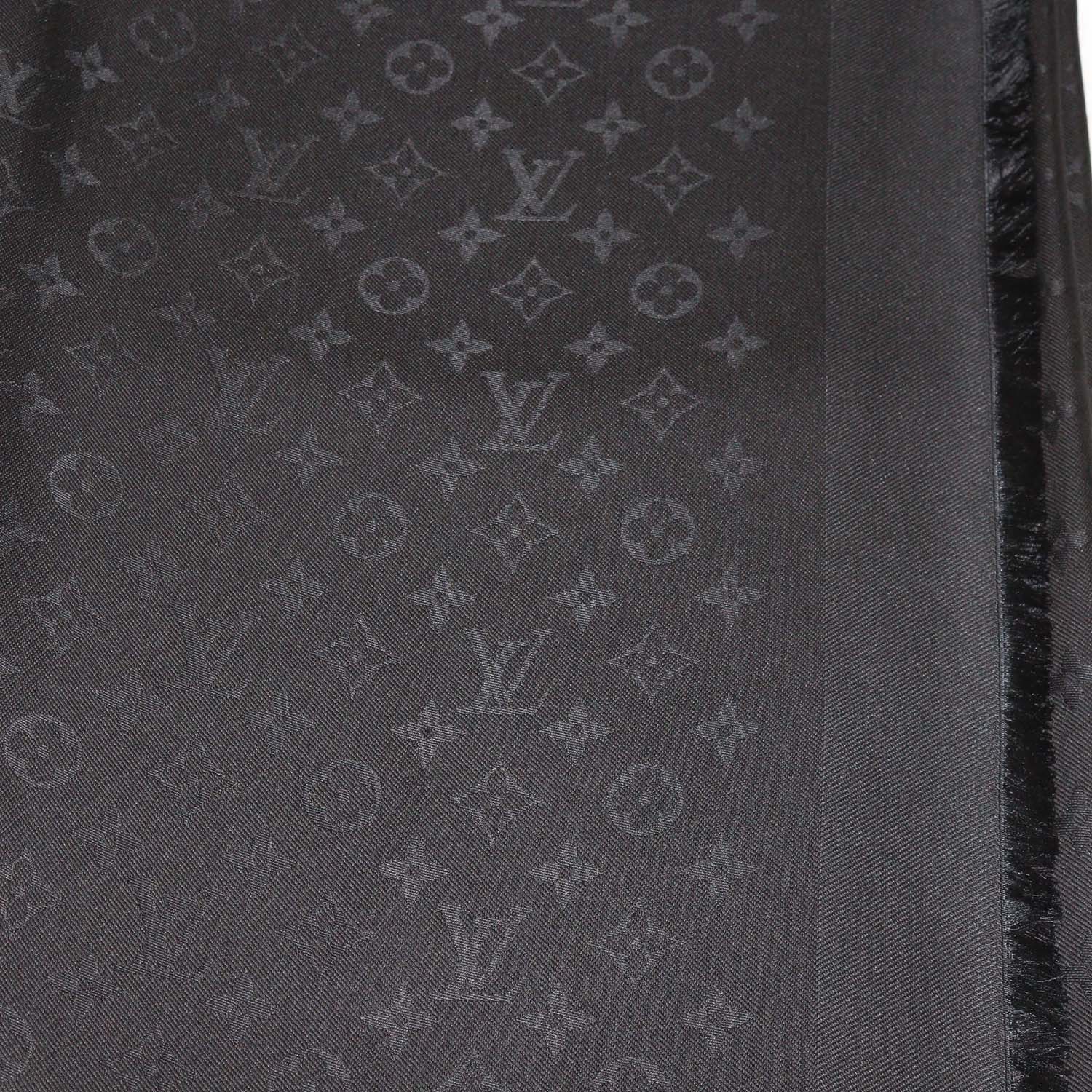 Louis Vuitton Black Silk and Wool Monogram Classic Shawl