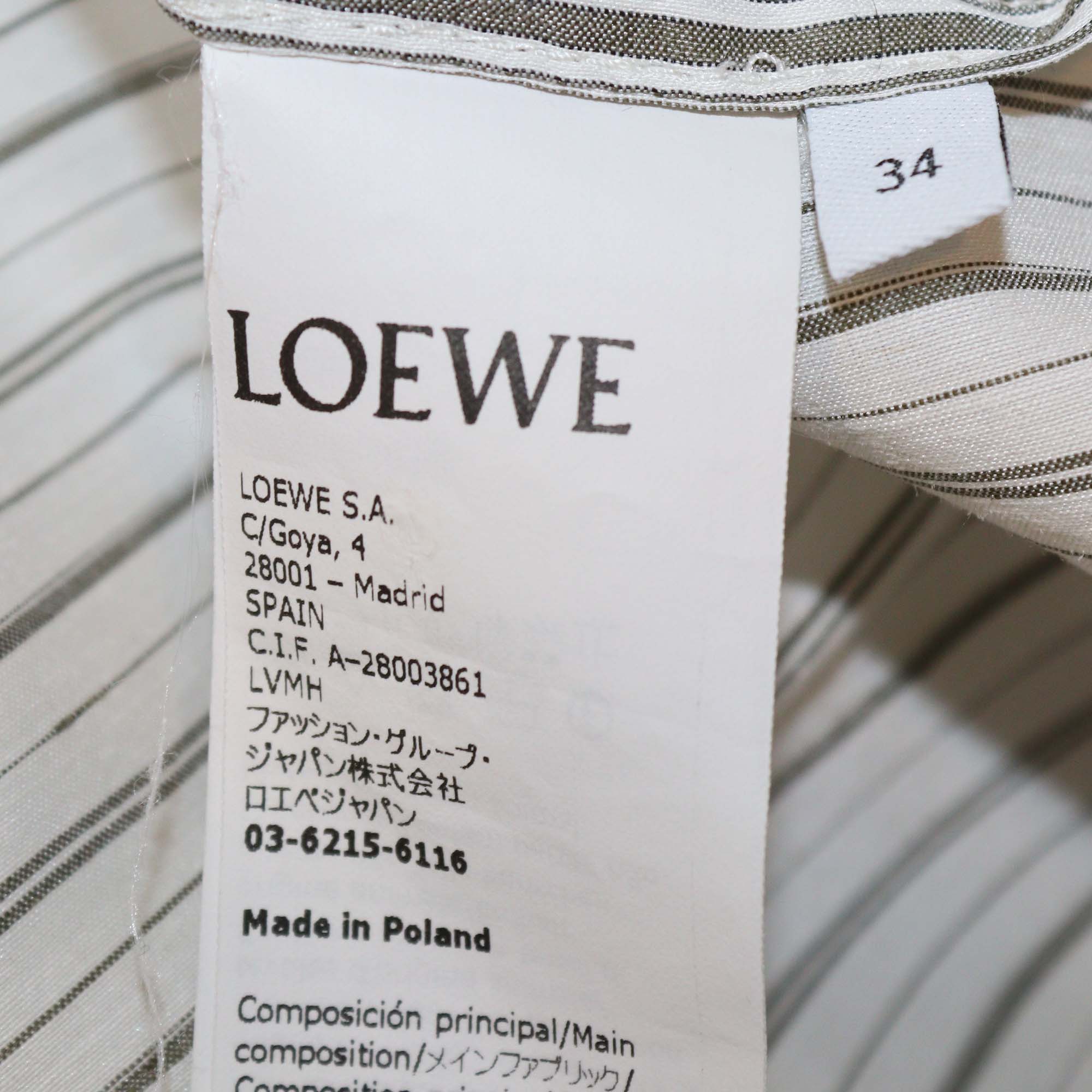 Loewe White/Grey Silk Blended Hooded Long Sleeve Shirt