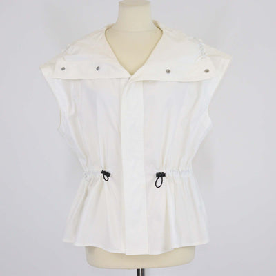 Bottega Veneta Off White Cotton Blend Sleeveless Jacket