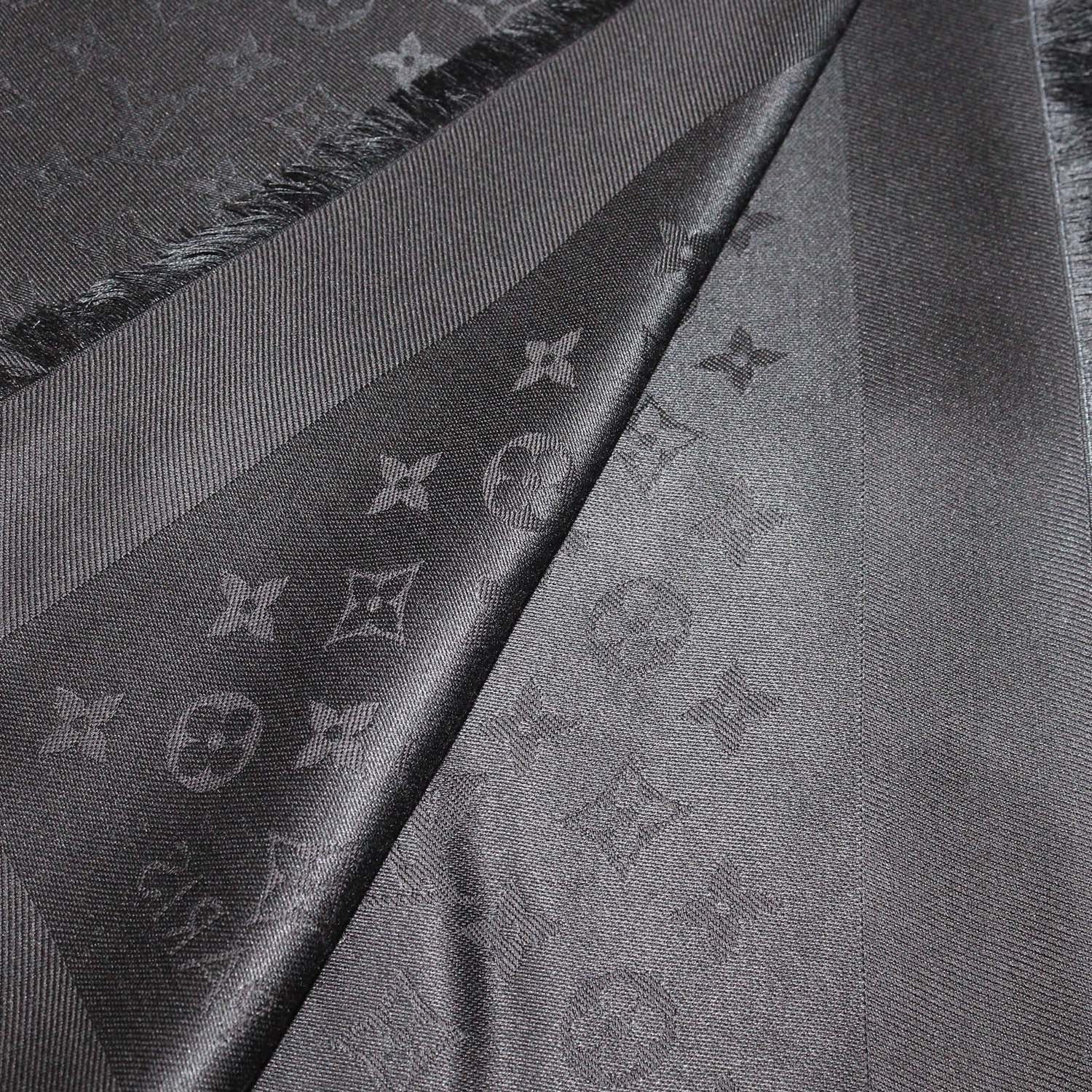 Louis Vuitton Black Silk and Wool Monogram Classic Shawl