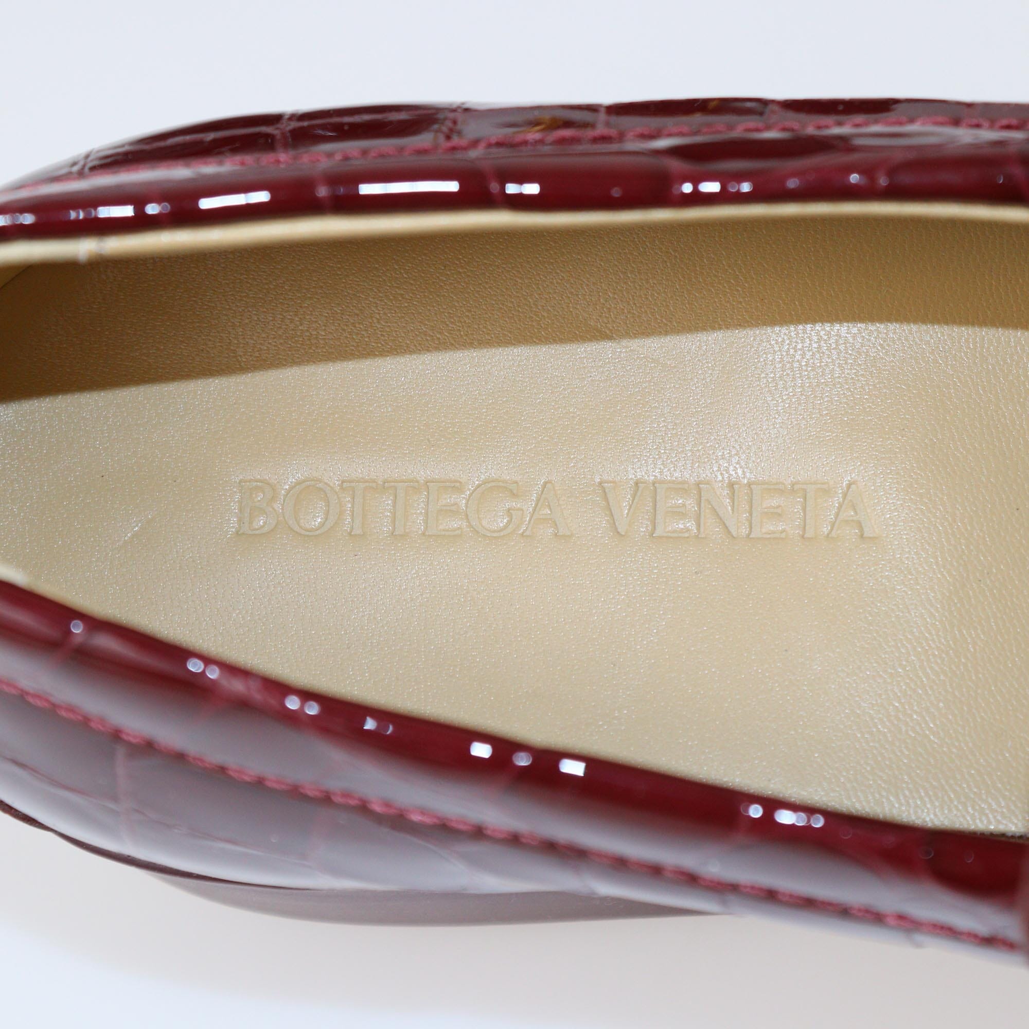 Bottega Veneta Red Croc Embossed Patent Monsieur Loafer Womens Bottega Veneta 