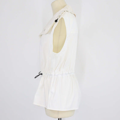 Bottega Veneta Off White Cotton Blend Sleeveless Jacket