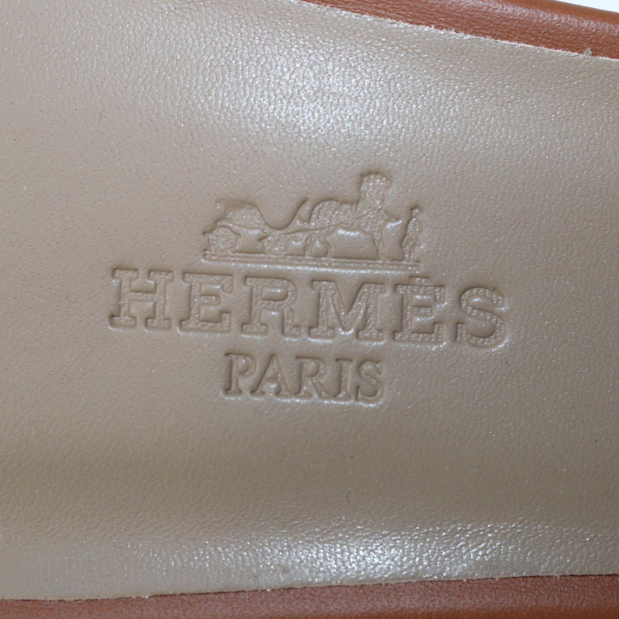 Hermes Gold Leather Oasis Sandals