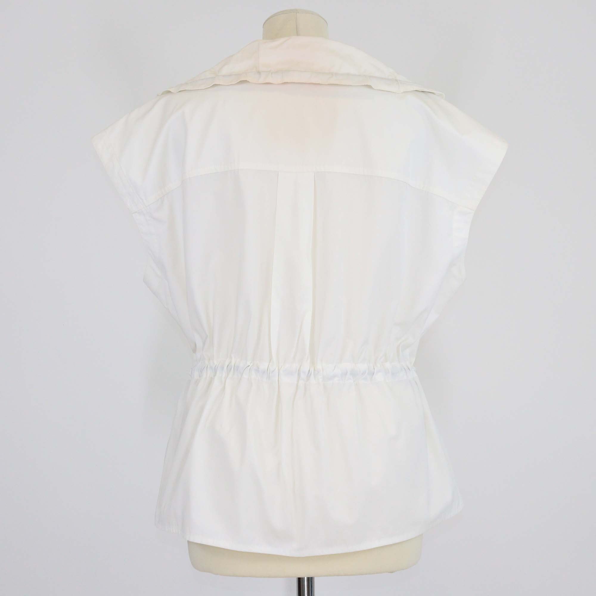 Bottega Veneta Off White Cotton Blend Sleeveless Jacket