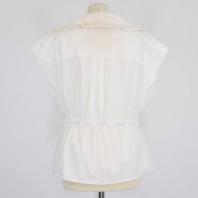 Bottega Veneta Off White Cotton Blend Sleeveless Jacket