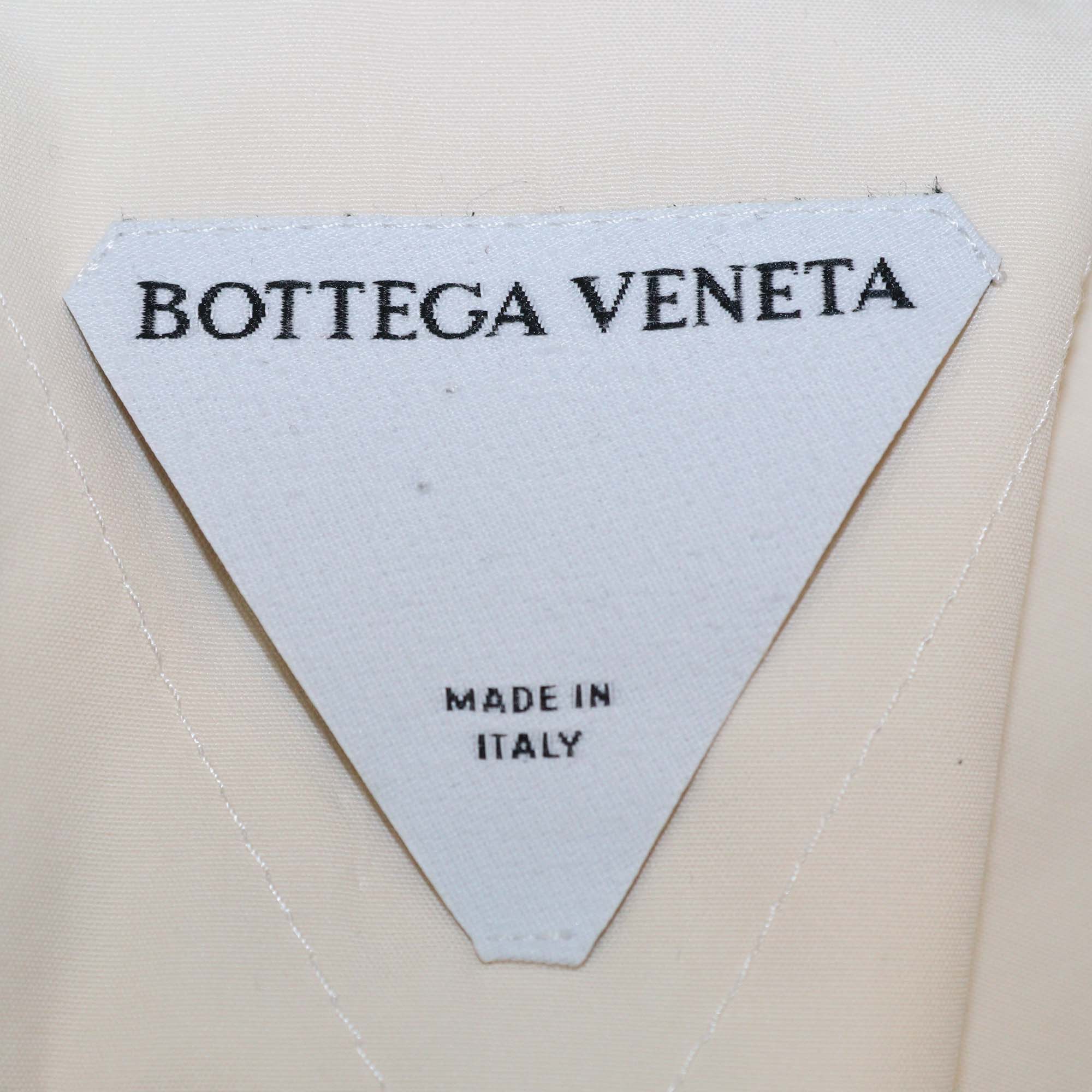 Bottega Veneta Off White Cotton Blend Sleeveless Jacket