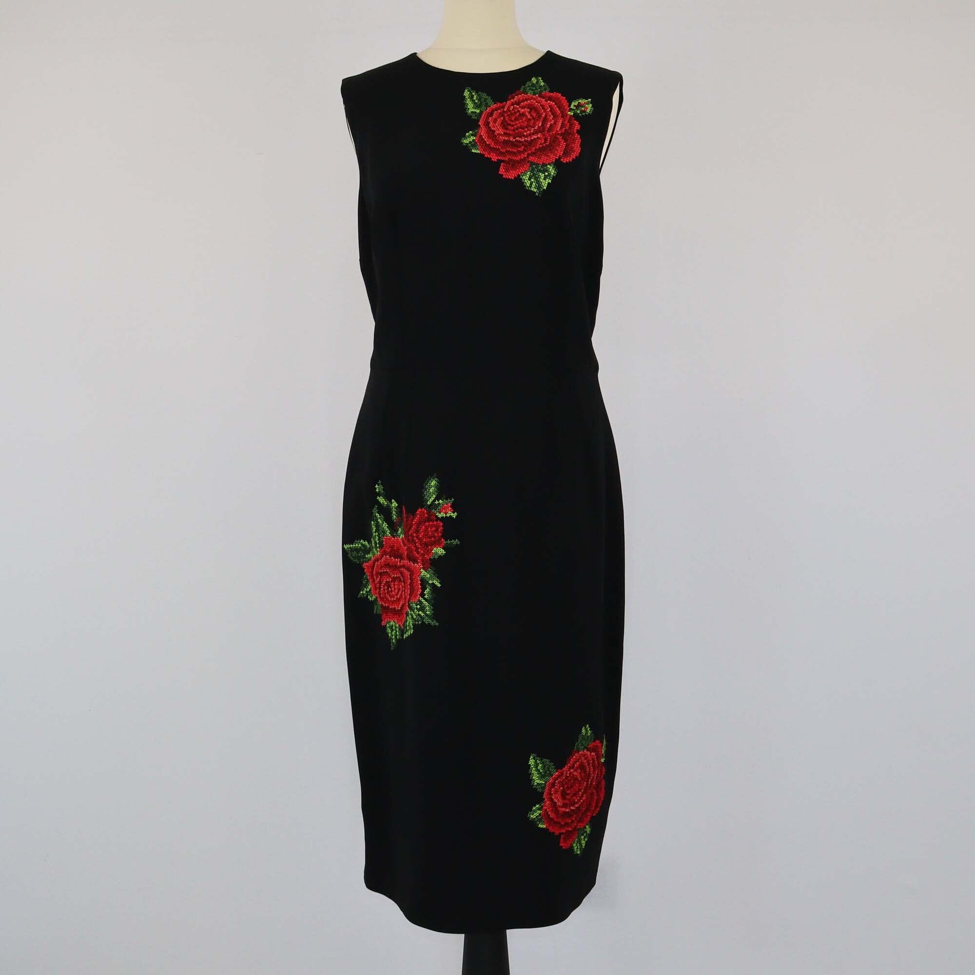 Dolce & Gabbana Black Rose Crochet Dress Womens Dolce & Gabbana 