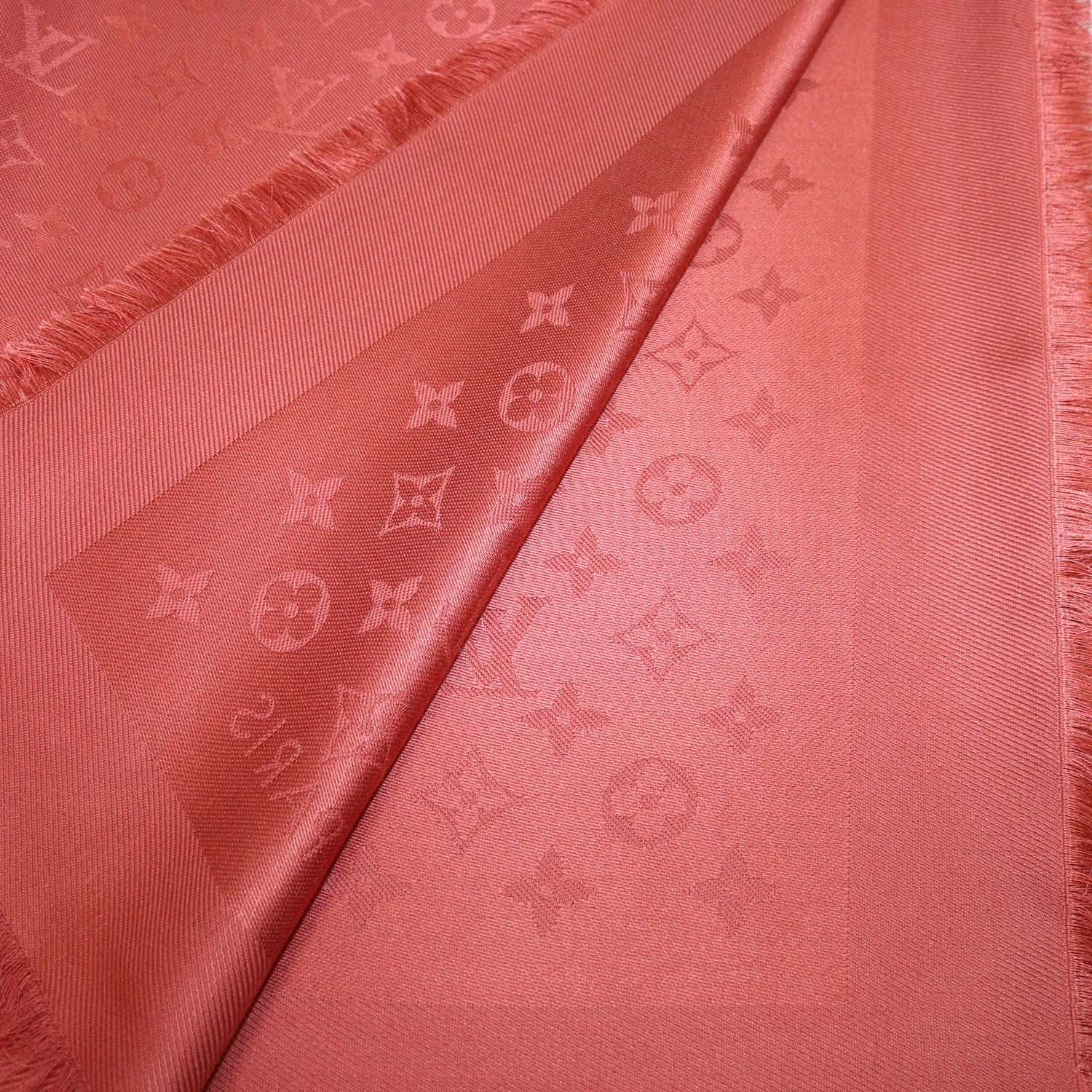 Louis Vuitton Terracotta Silk and Wool Monogram Classic Shawl