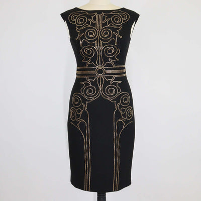 Versace Collection Black Crystal Embellished Sleeveless Mini Dress