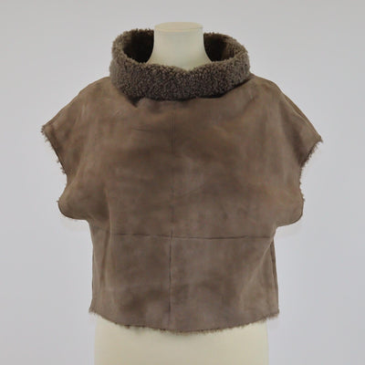 Brunello Cucinelli Brown Suede Sheeling Sleeveless Top Womens Brunello Cucinelli 
