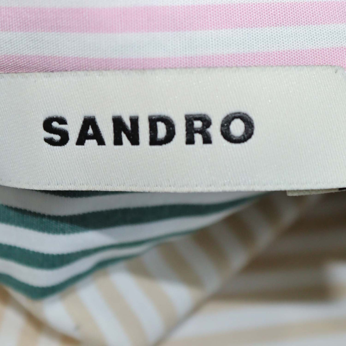 Sandro Multicolor Cotton Striped Tiered Poplin Maxi Shirt Dress