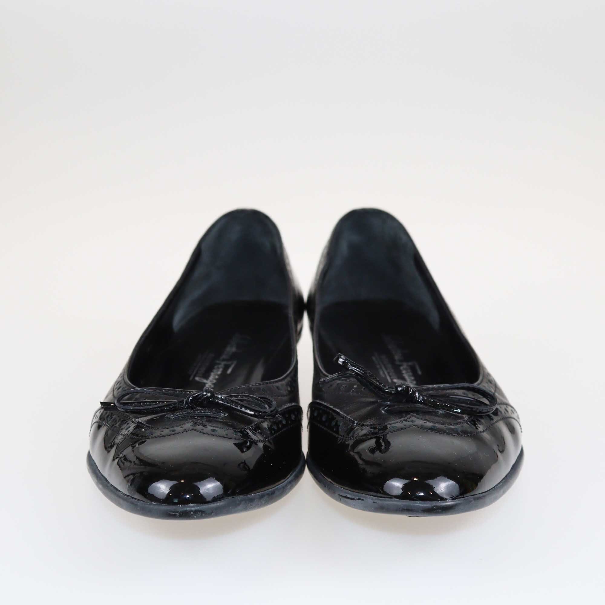 Salvatore Ferragamo Black Patent outlet Leather Ballet Flats