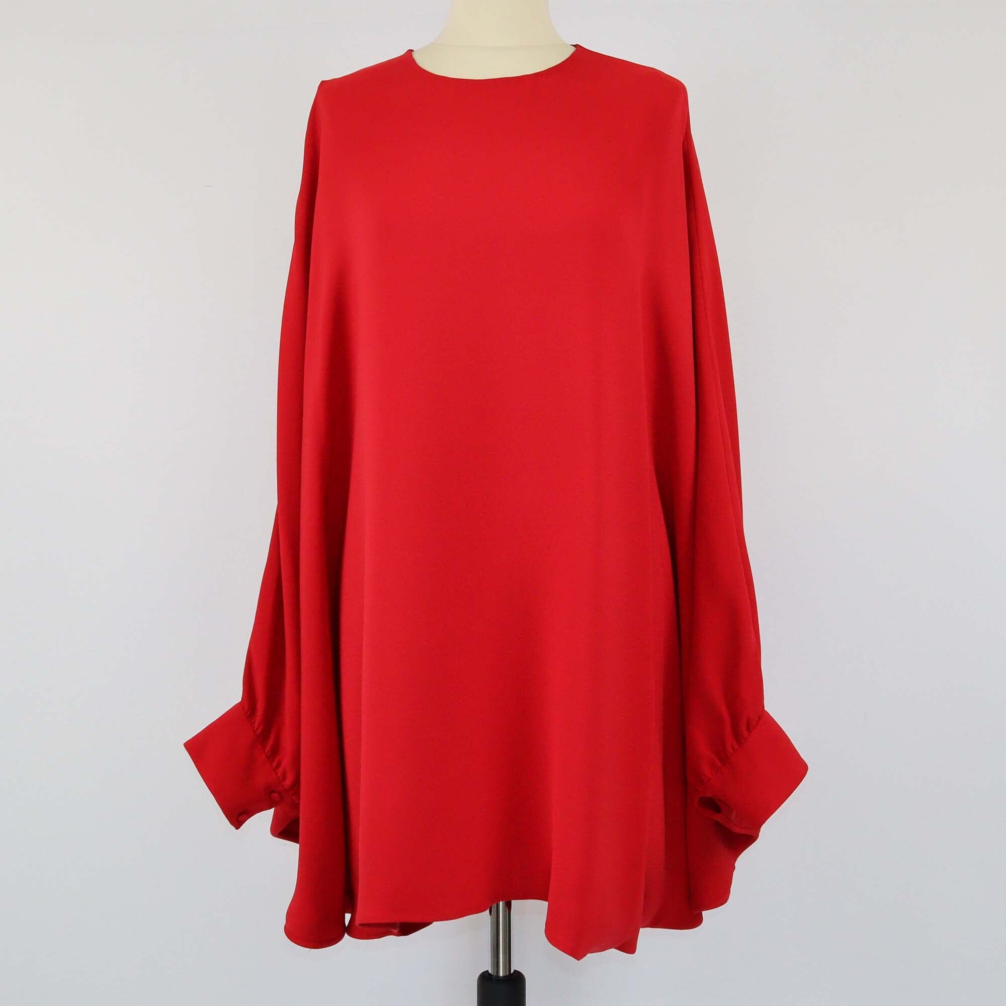 Valentino Red Crepe Batwing Sleeve Midi Dress Womens Valentino 