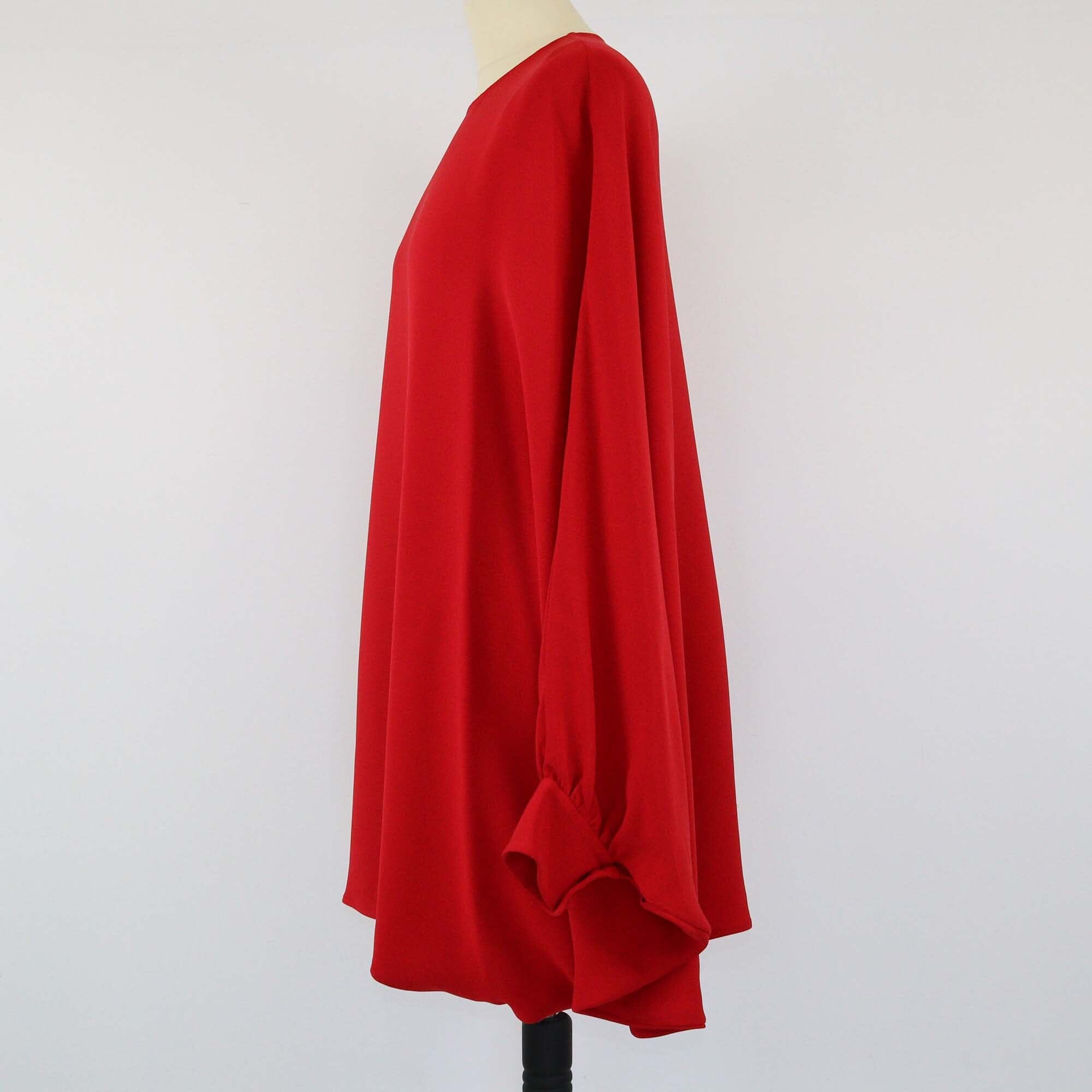 Valentino Red Crepe Batwing Sleeve Midi Dress Womens Valentino 