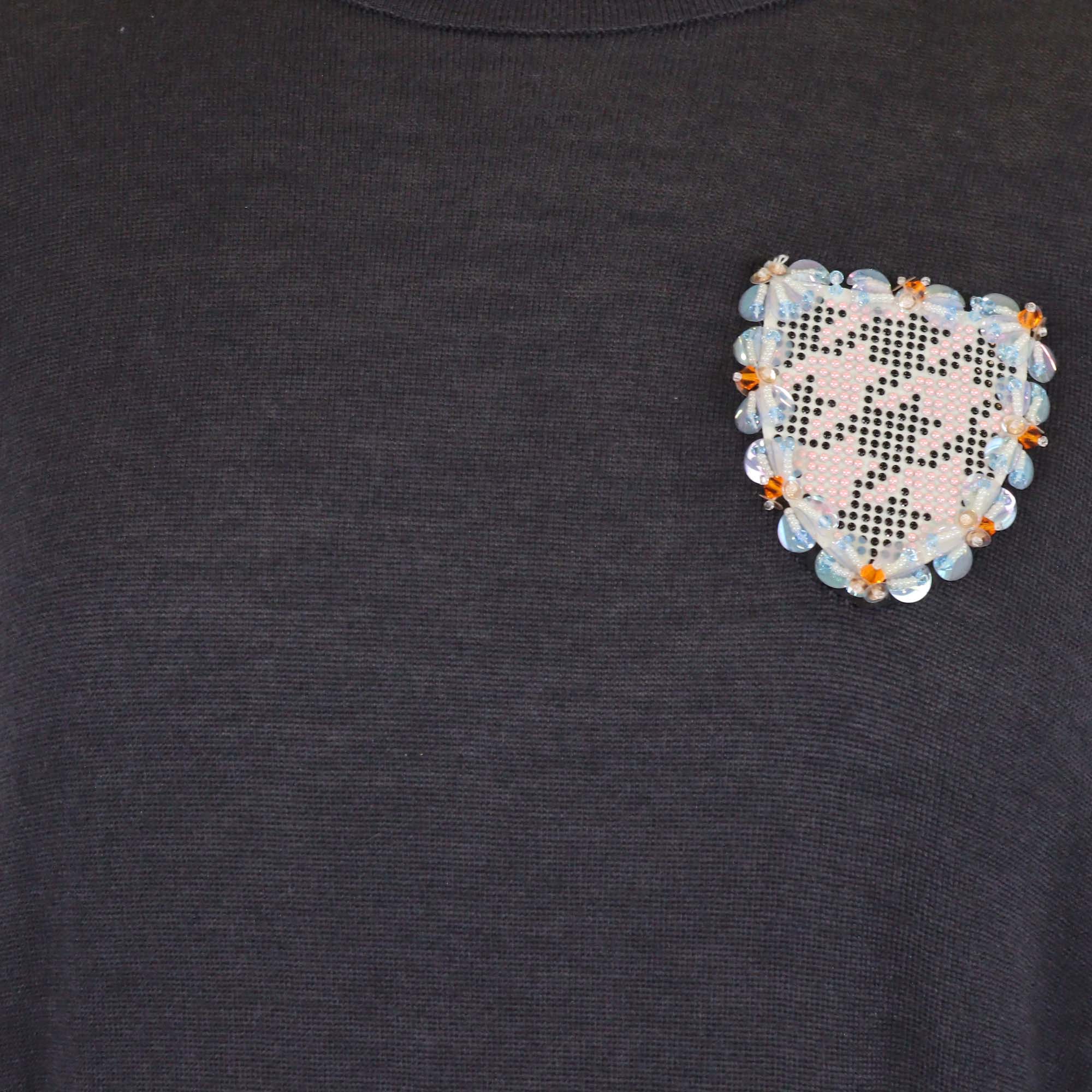 Christian Dior Navy Blue Blend Cashmere Patches Detail Sweatshirt
