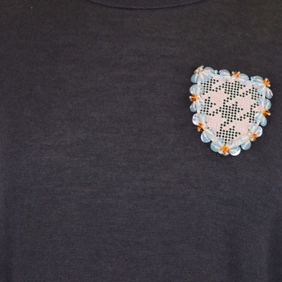 Christian Dior Navy Blue Blend Cashmere Patches Detail Sweatshirt