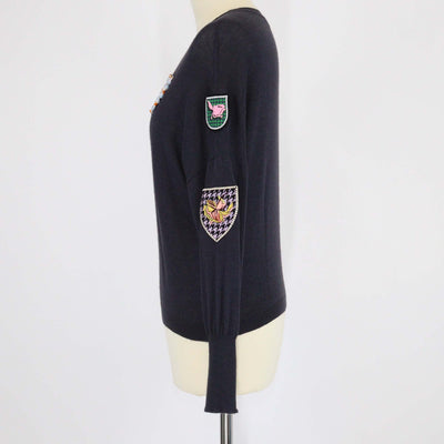 Christian Dior Navy Blue Blend Cashmere Patches Detail Sweatshirt