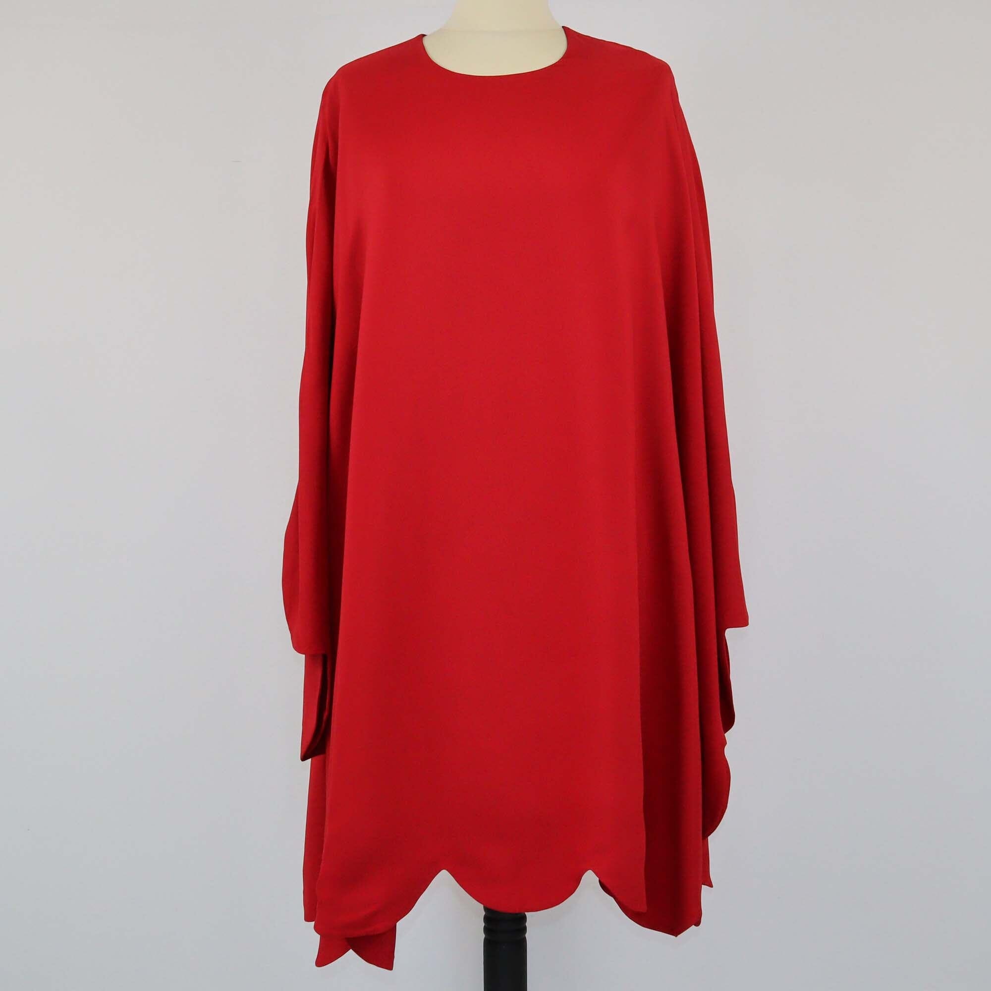 Valentino Red Crew Neck Pleated Tunic Blouse Womens Valentino 