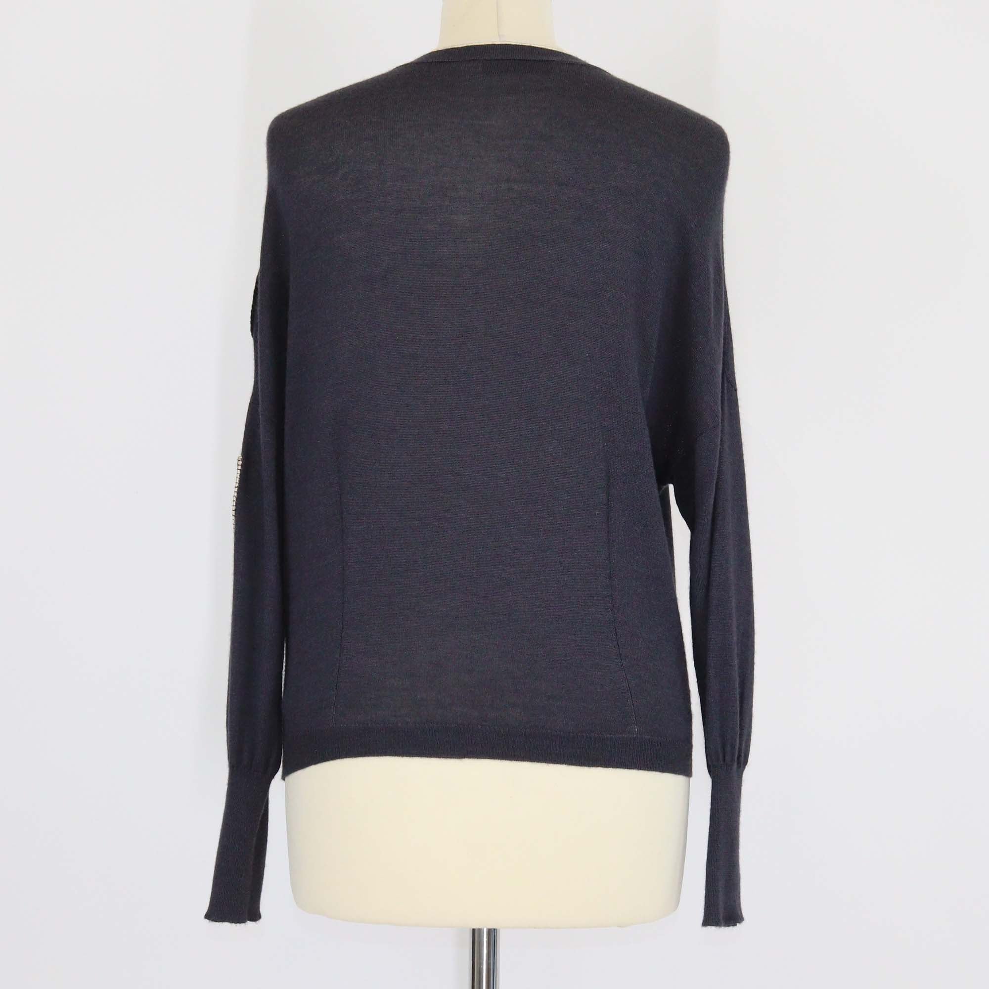 Christian Dior Navy Blue Blend Cashmere Patches Detail Sweatshirt