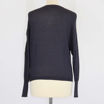 Christian Dior Navy Blue Blend Cashmere Patches Detail Sweatshirt