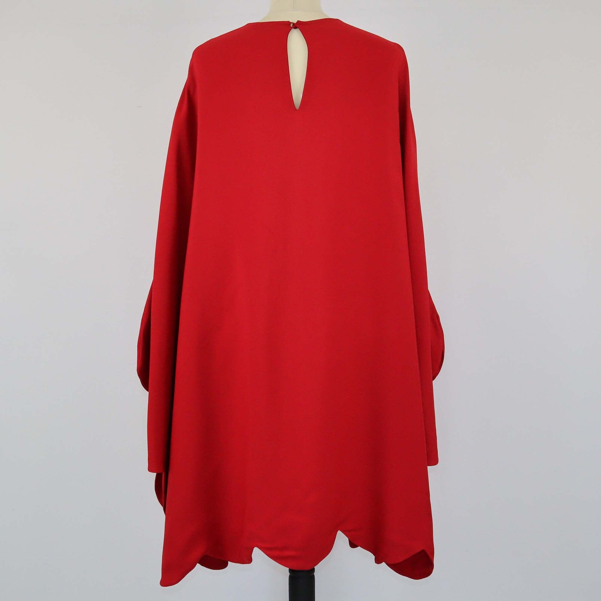 Valentino Red Crew Neck Pleated Tunic Blouse Womens Valentino 