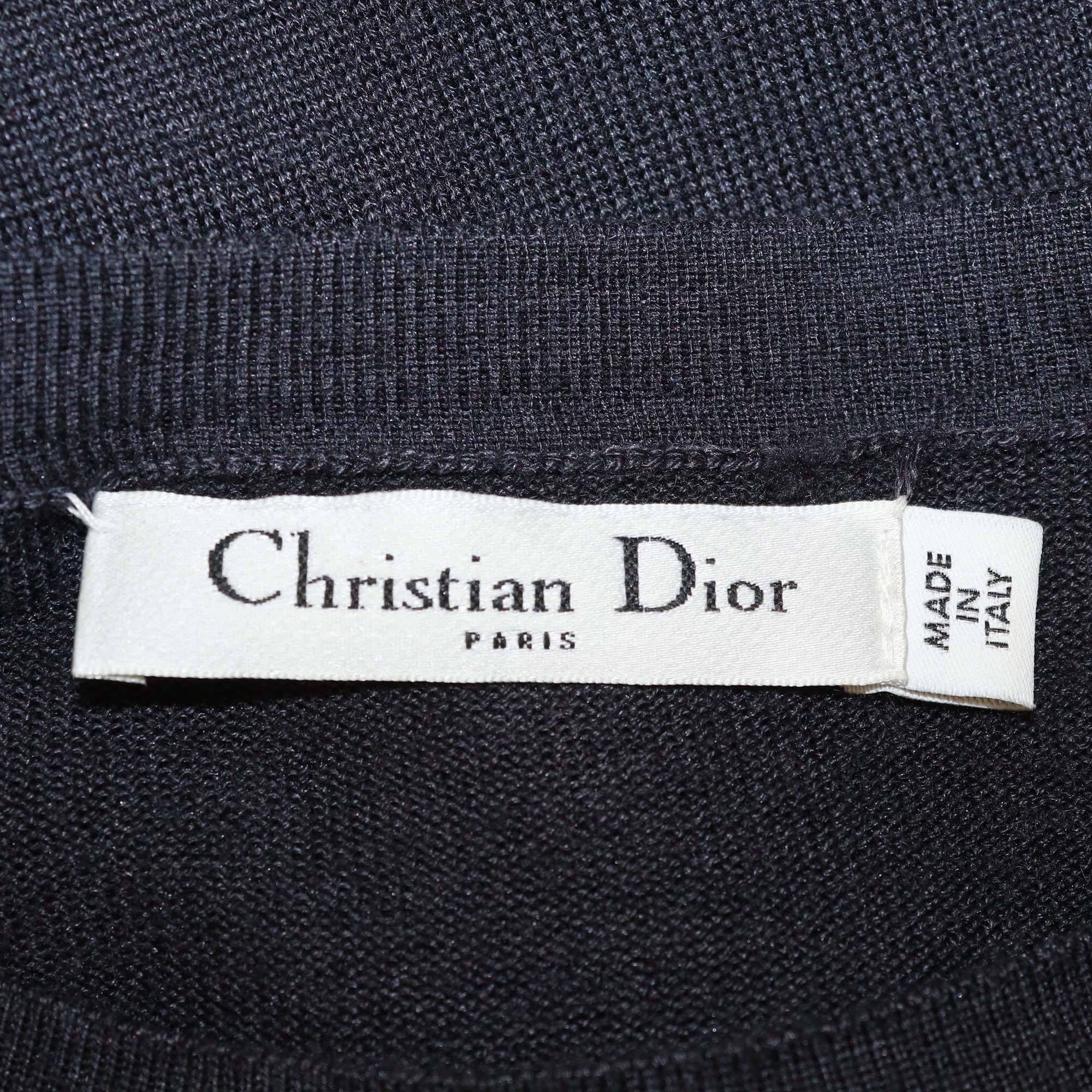 Christian Dior Navy Blue Blend Cashmere Patches Detail Sweatshirt
