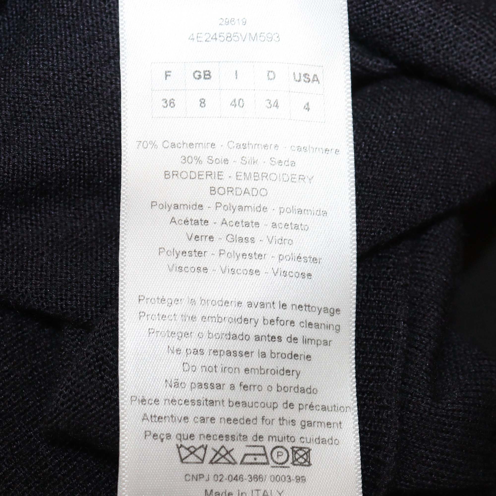 Christian Dior Navy Blue Blend Cashmere Patches Detail Sweatshirt
