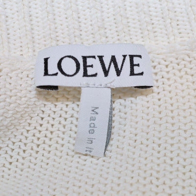 Loewe Off White Cotton Blend Knitted Crew Neck Short Sleeve Top