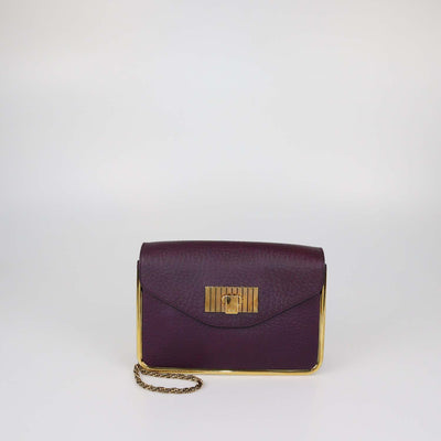 Chloe Purple Pebbled Leather Small Sally Shoulder Bag