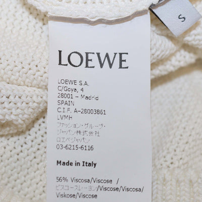 Loewe Off White Cotton Blend Knitted Crew Neck Short Sleeve Top